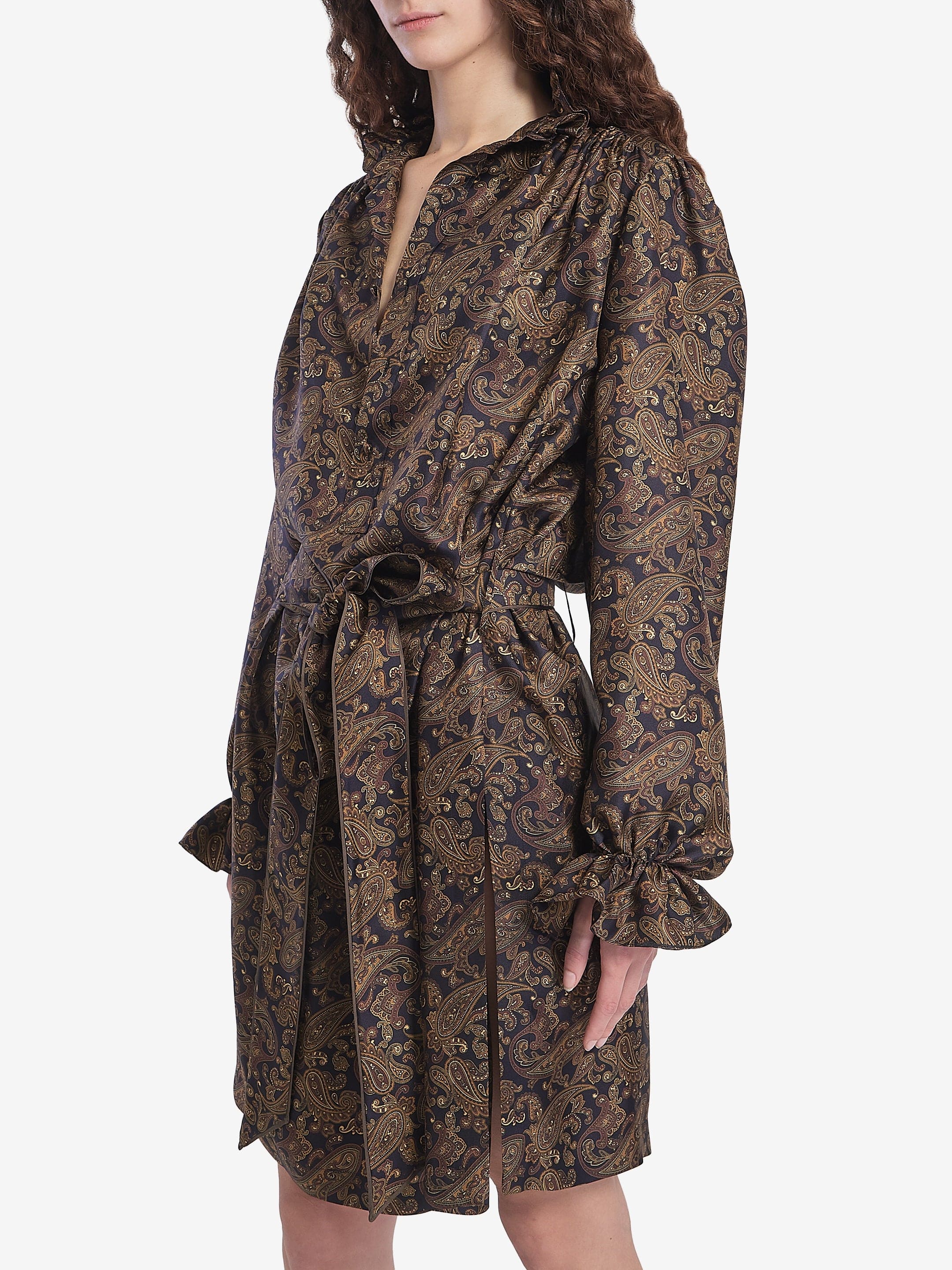 Saint Laurent Paisley Lavallière Twill Silk Dress