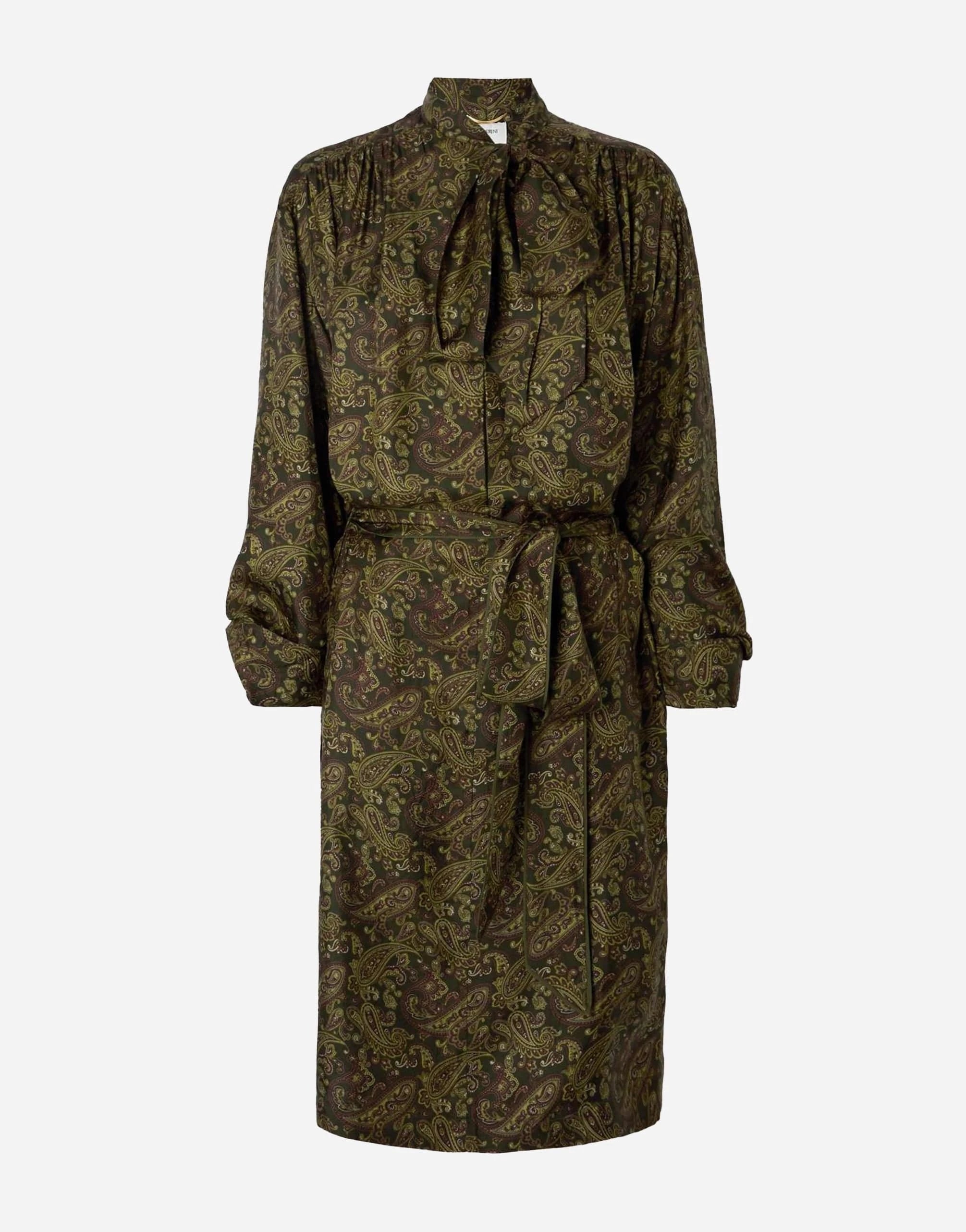 Saint Laurent Paisley Lavallière Twill Silk Dress