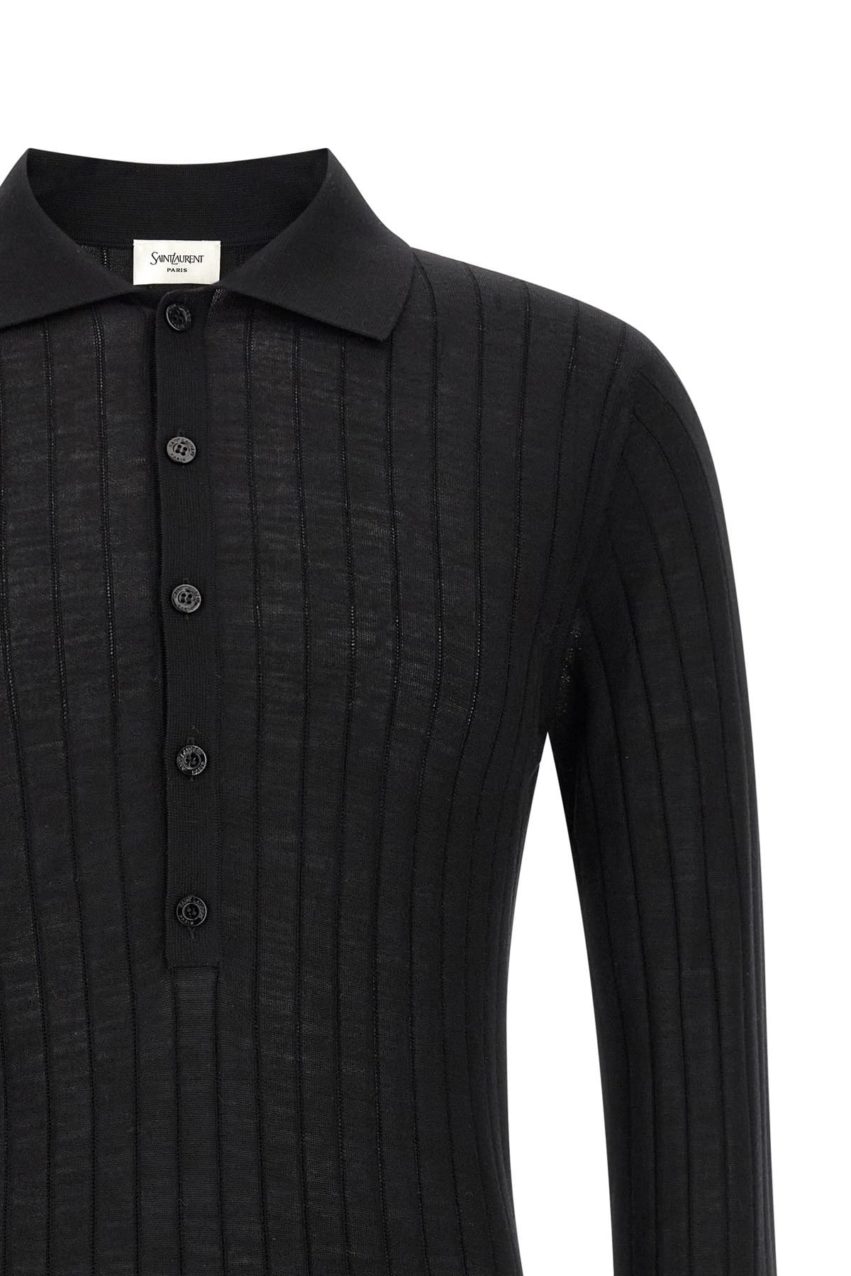 Saint Laurent Saint Laurent Pointelle Wool Polo Shirt