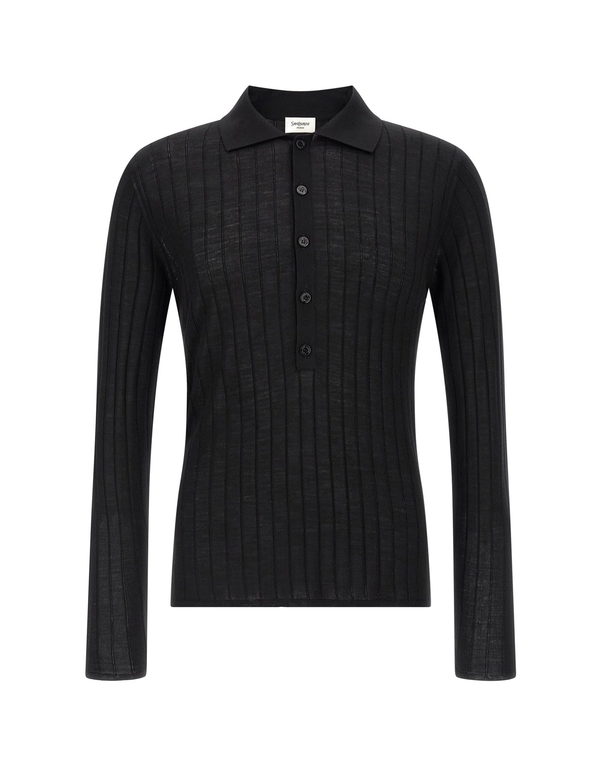 Saint Laurent Saint Laurent Pointelle Wool Polo Shirt