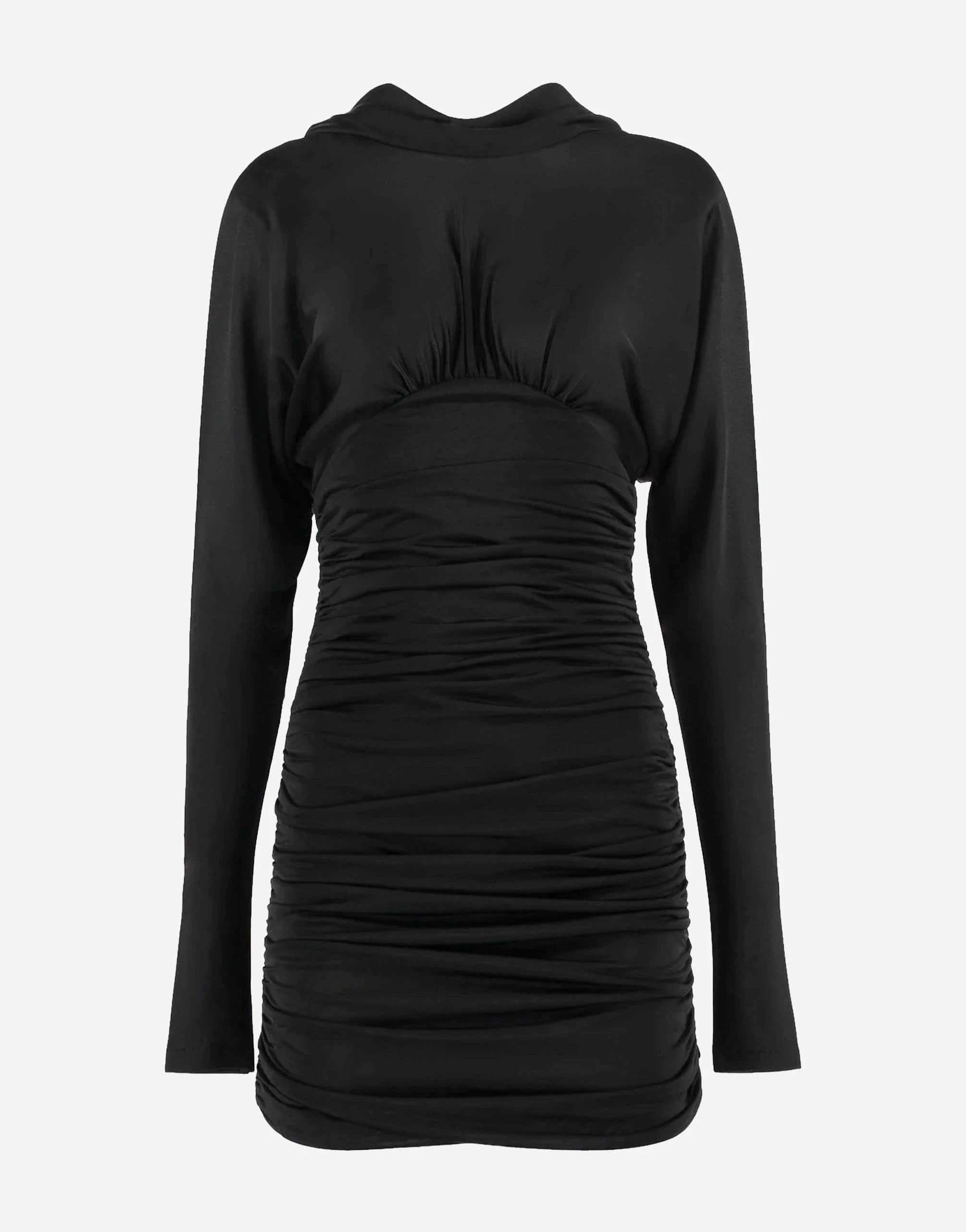 Saint Laurent Ruched Curved-Hem Minidress