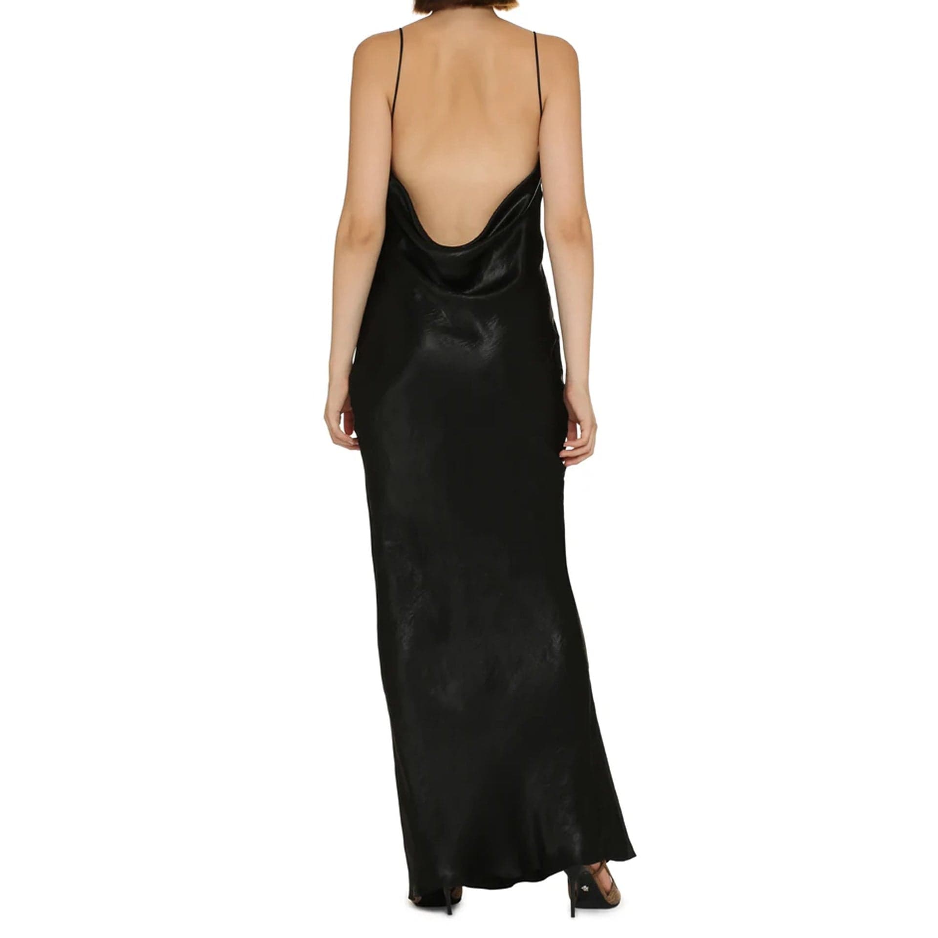 Saint Laurent Satin V-Neck Maxi Dress