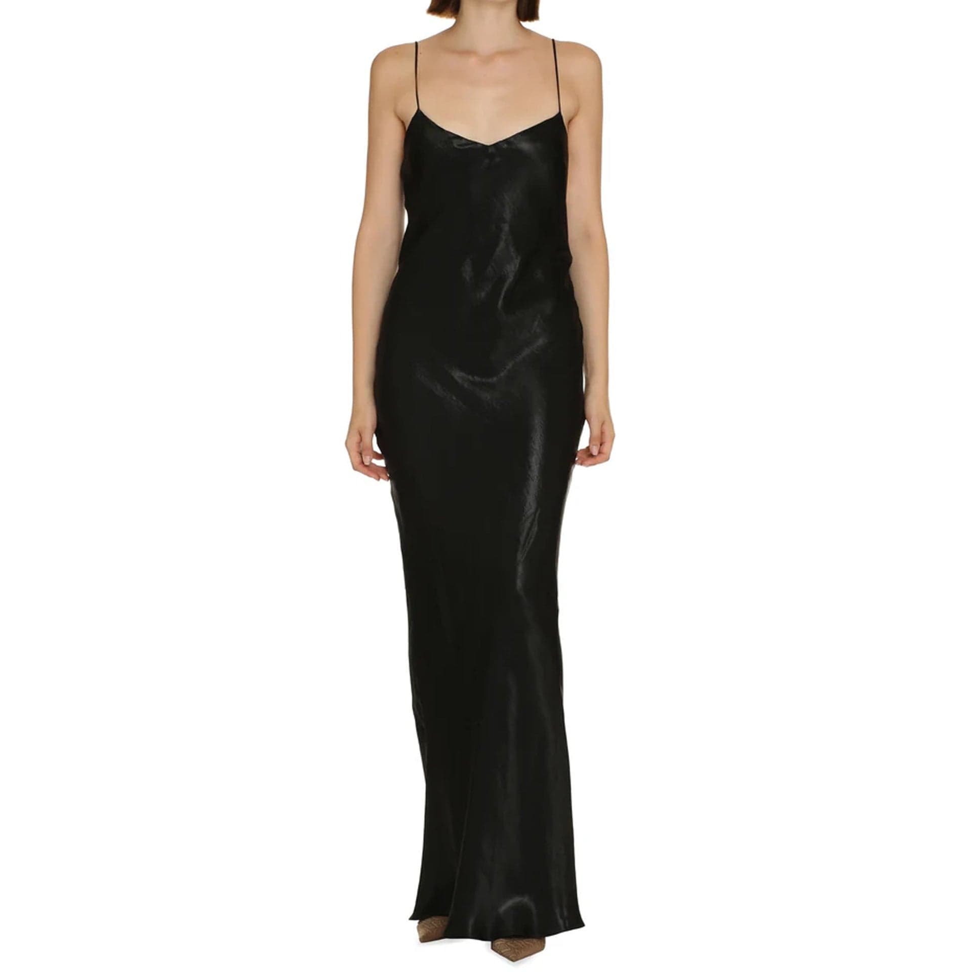 Saint Laurent Satin V-Neck Maxi Dress - alternate view