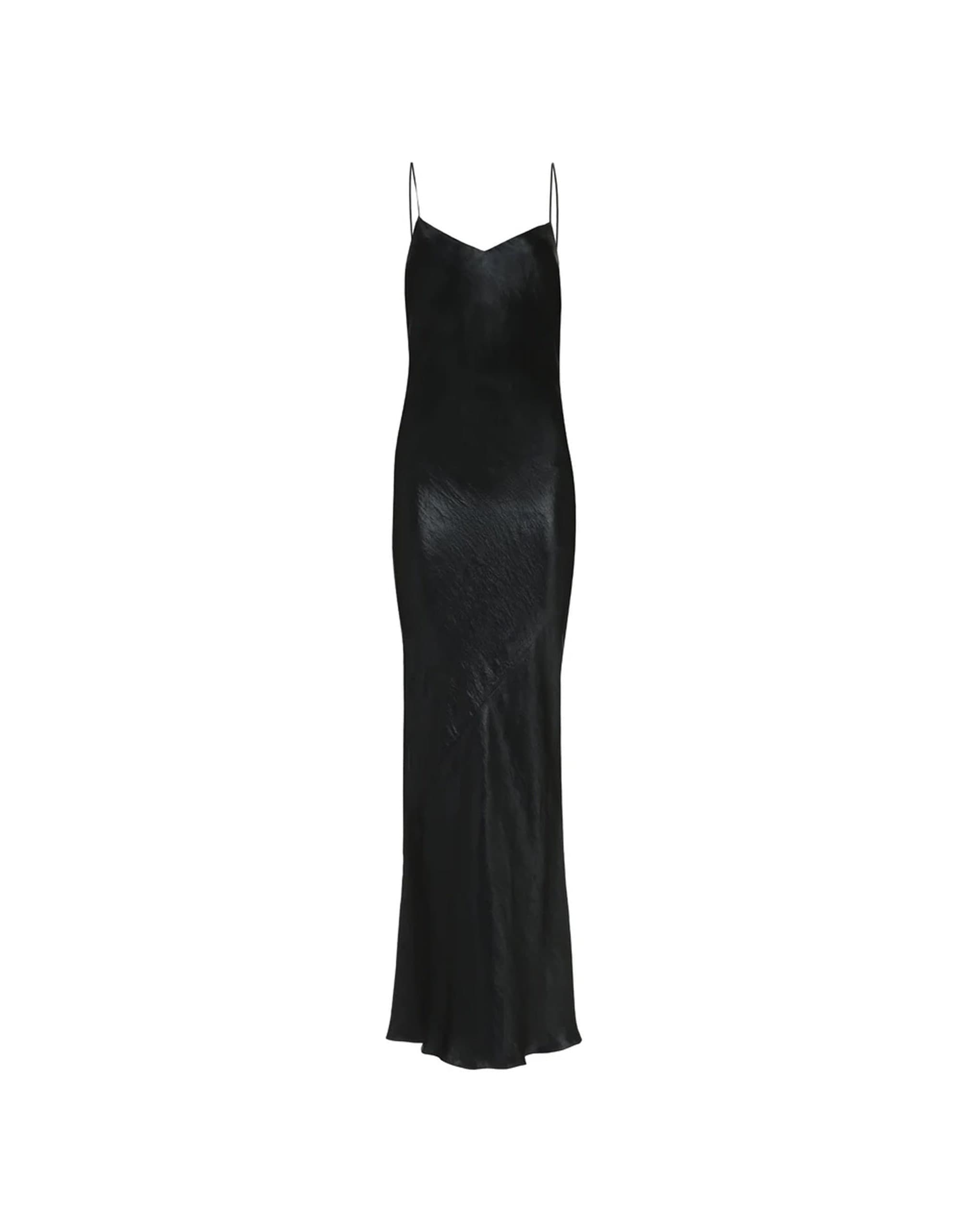Saint Laurent Satin V-Neck Maxi Dress