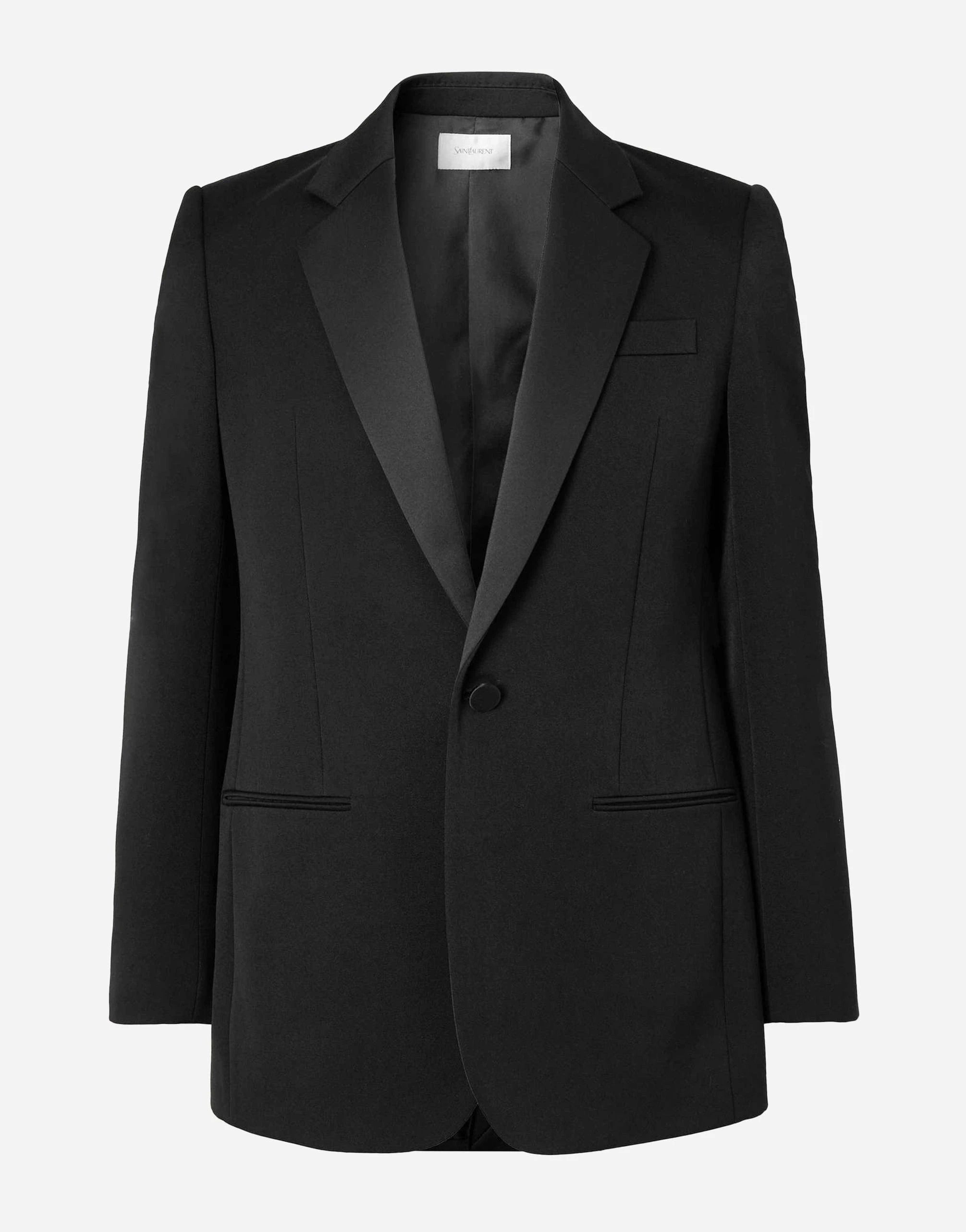 Saint Laurent Slim-Fit Grain De Poudre Wool Tuxedo Jacket