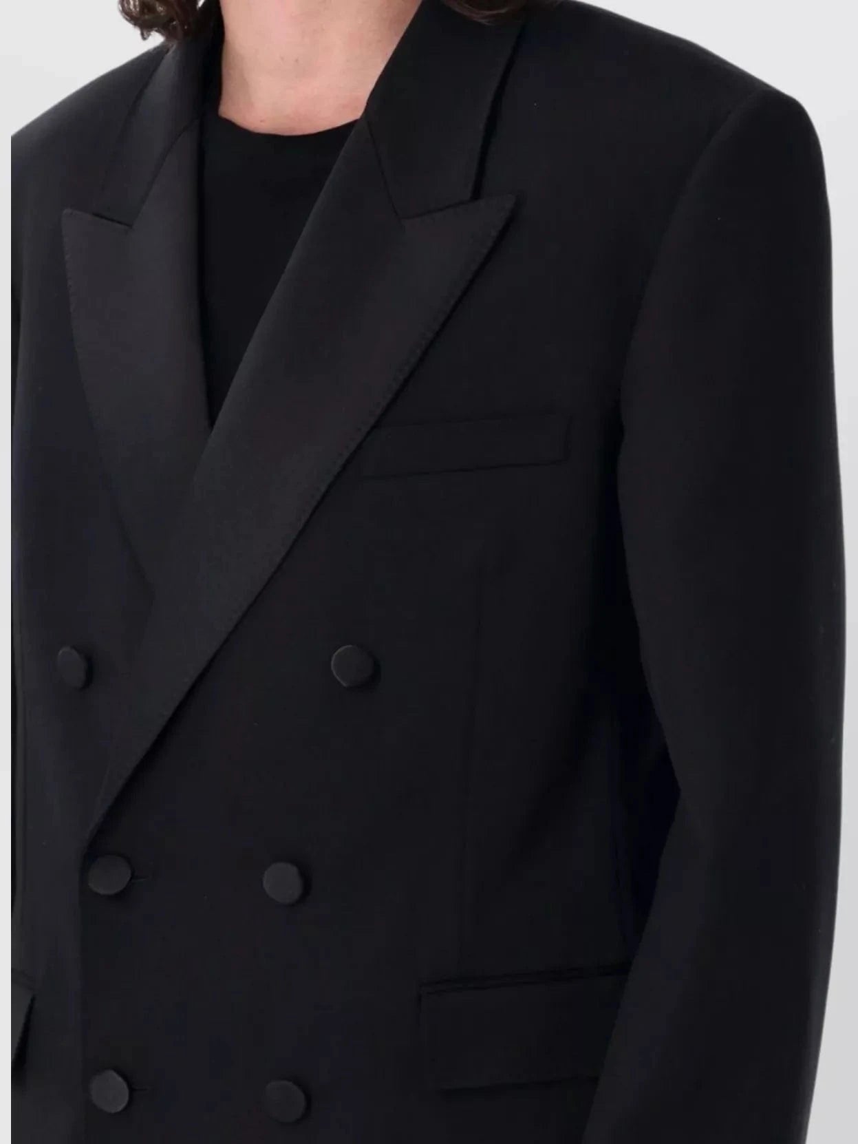 Saint Laurent Slim-Fit Grain De Poudre Wool Tuxedo Jacket Saint Laurent Slim-Fit Grain De Poudre Wool Tuxedo Jacket