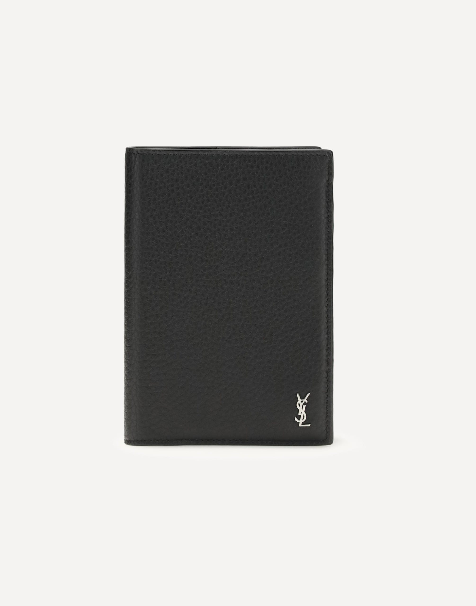 Saint Laurent Tiny Cassandre Passport Holder Hammered Leather