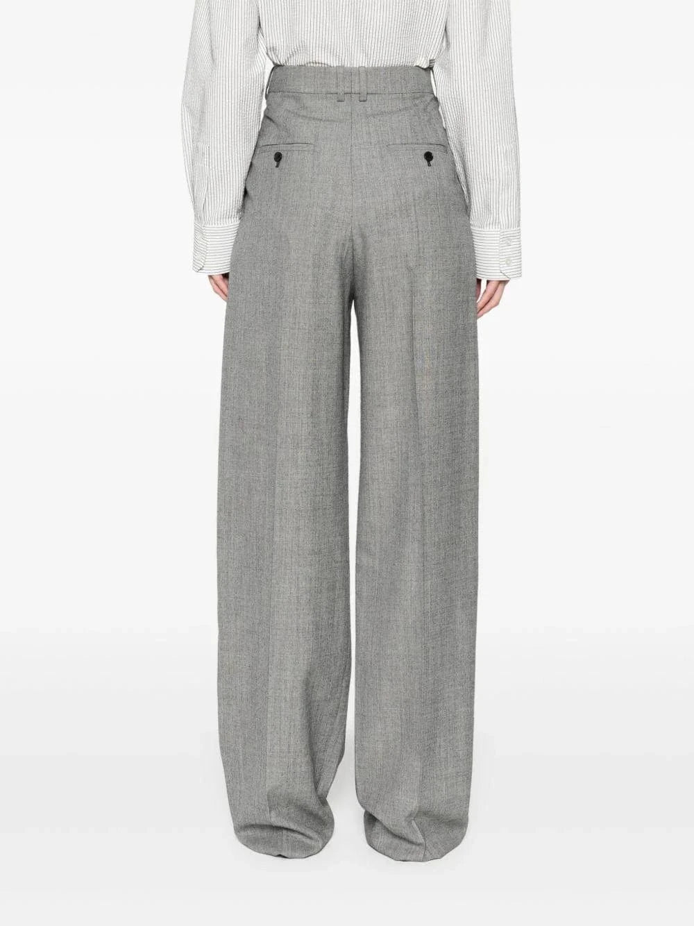 Saint Laurent Wool Wide-Leg Twill Trousers