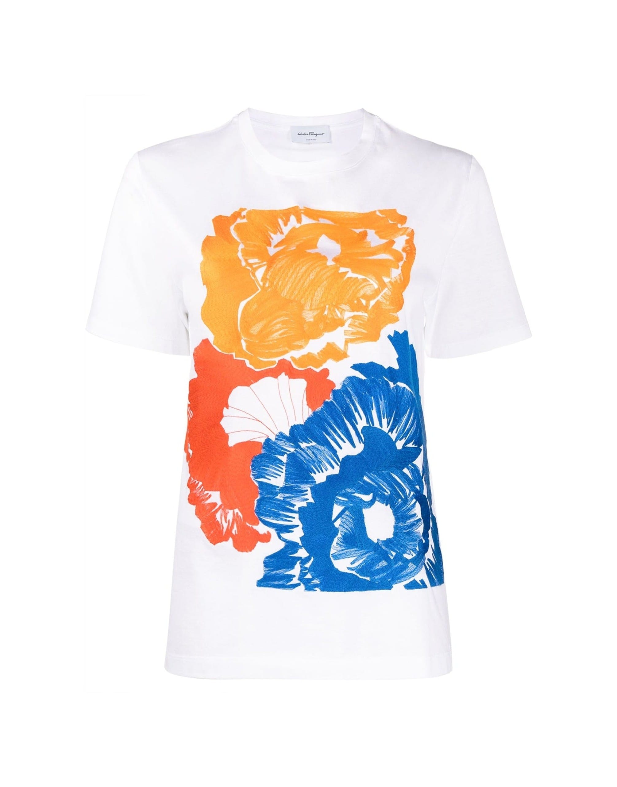 Salvatore Ferragamo Cotton Floral Embroidered T-Shirt