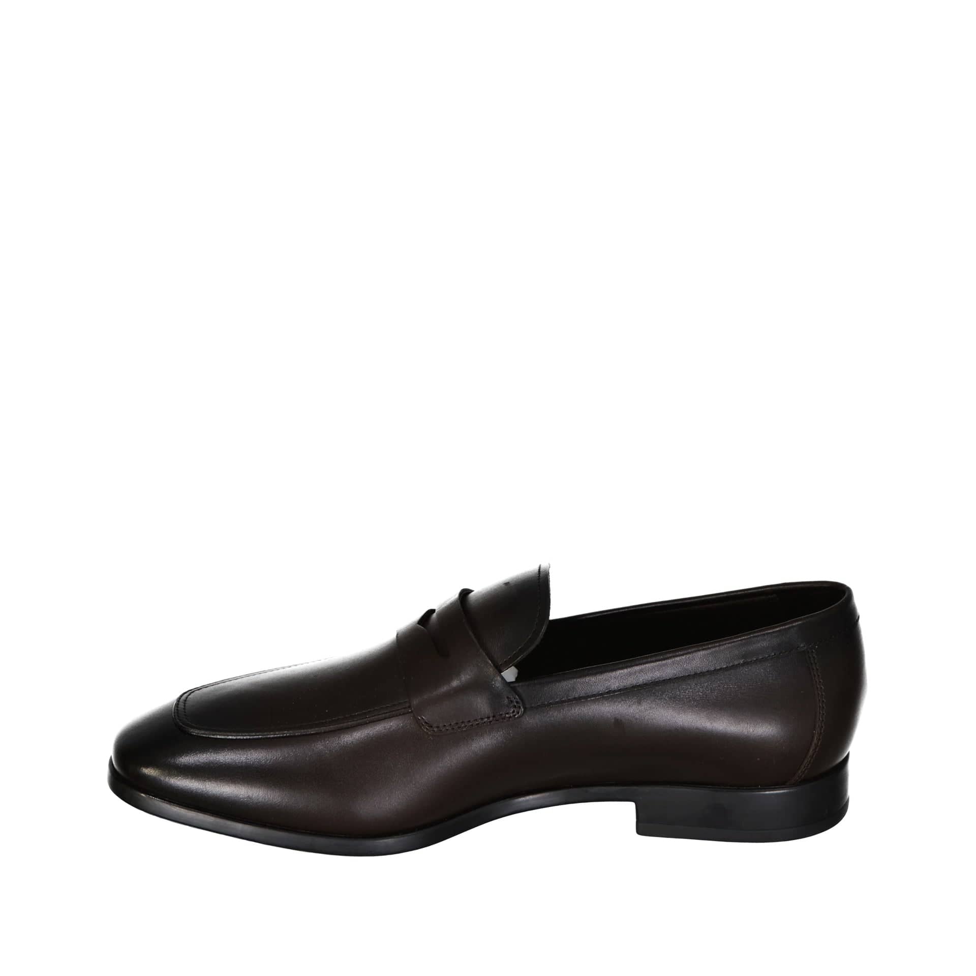 Salvatore Ferragamo Gray Leather Round-Toe Loafers