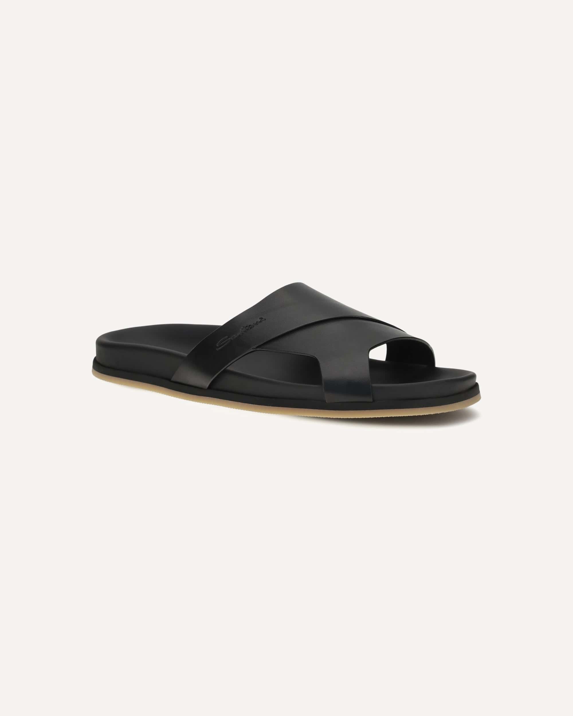 Santoni Leather Open-Toe Slippers | Sendegaro BR