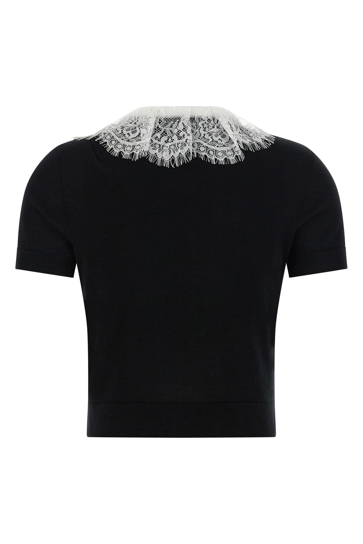 Self-Portrait Self-Portrait Black Knit Lace Collar Top
