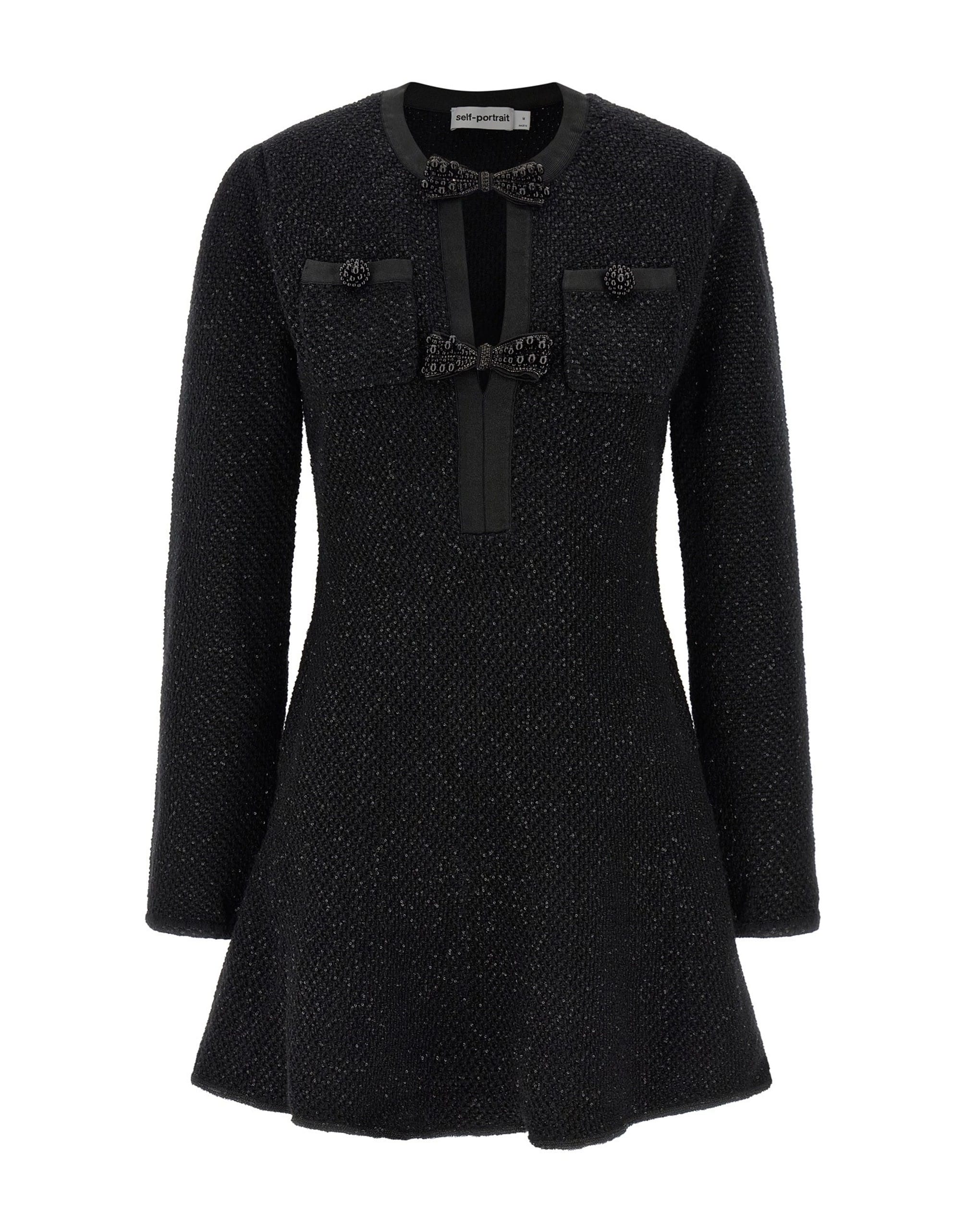 Self-Portrait Self-Portrait Black Sequin Knit Mini Dress