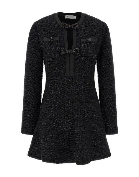 self-portrait sequin knit mini dress Black Sequin Knit Mini Dress