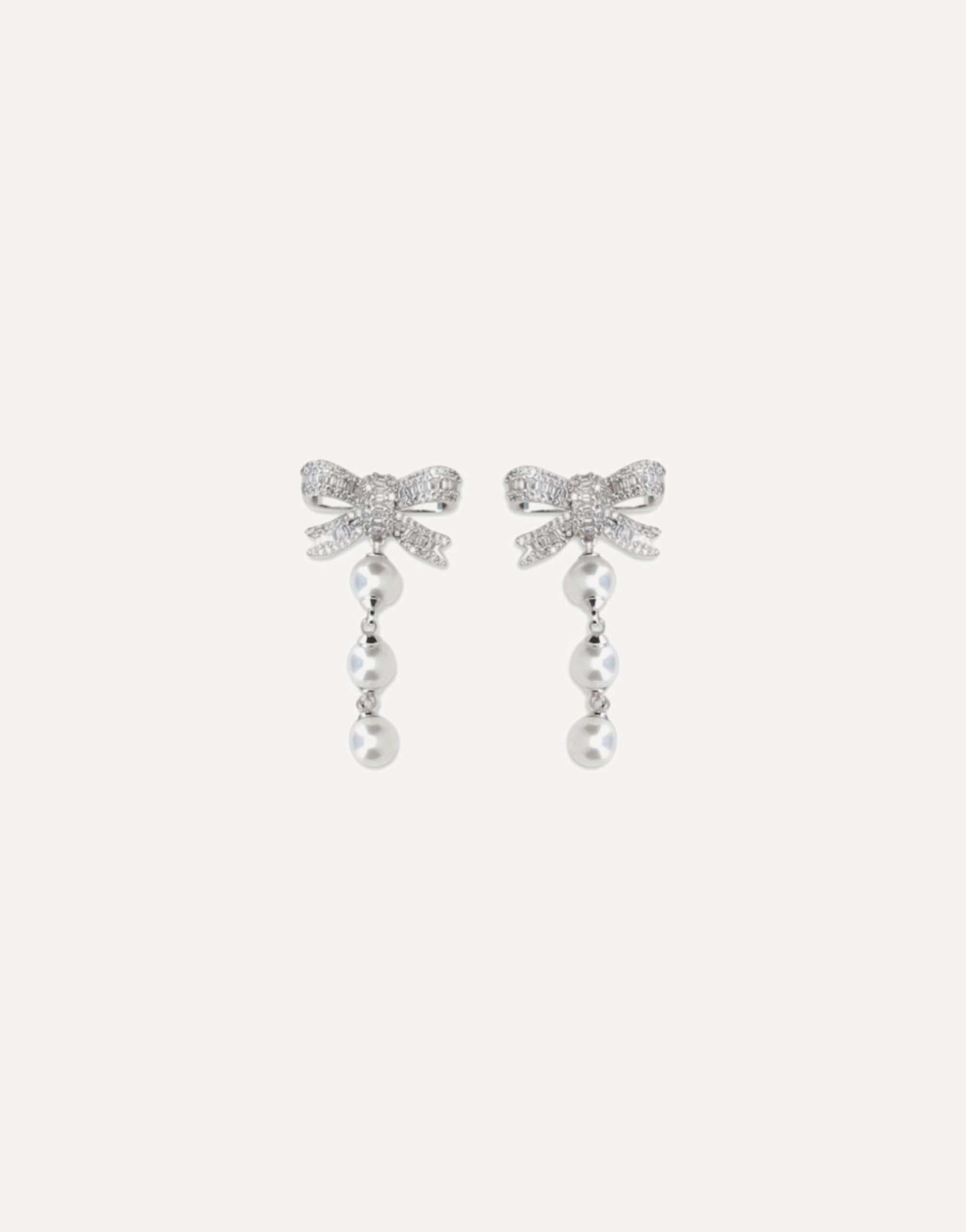 Self-Portrait Self-Portrait Crystal Bow Pearl Drop Earrings