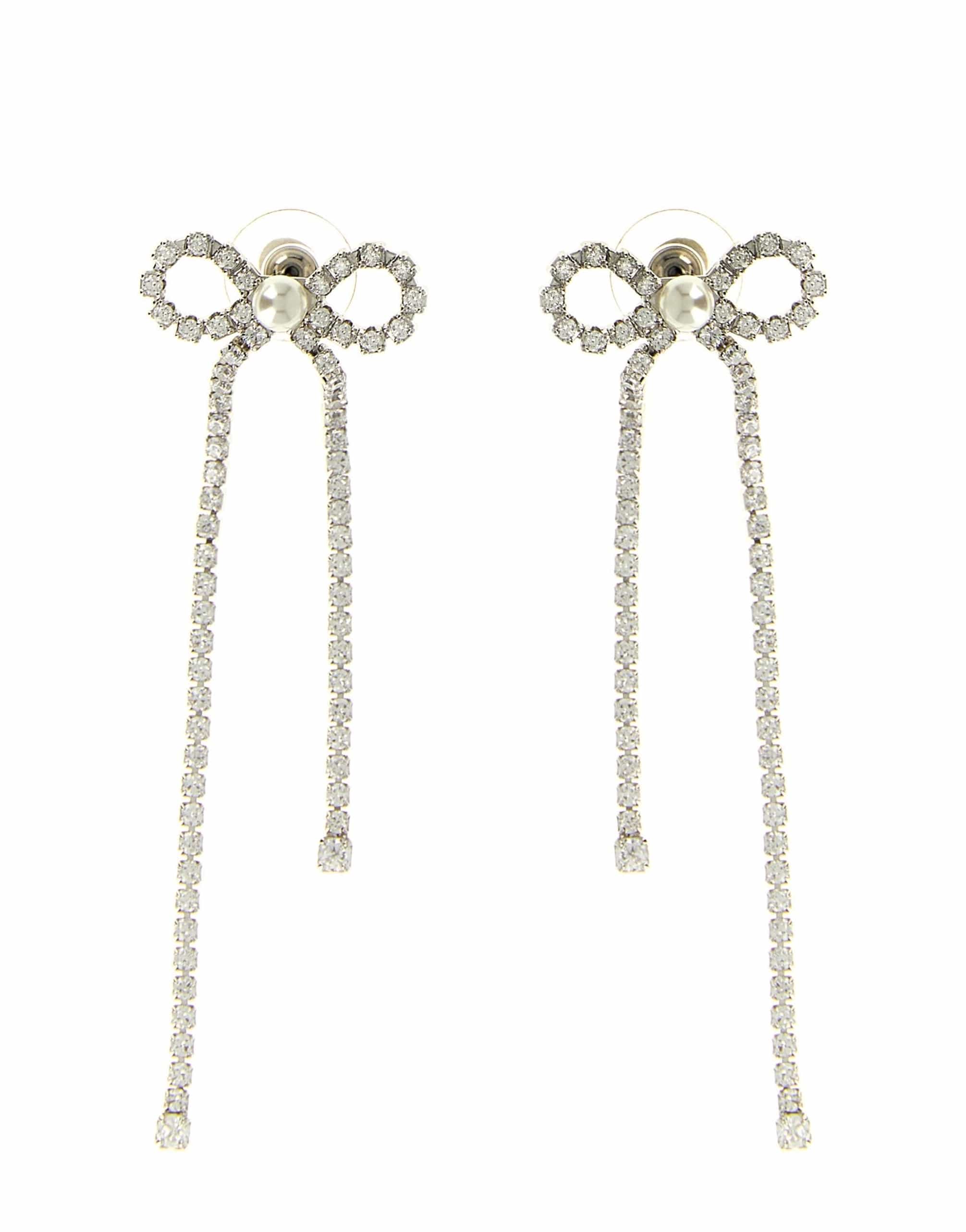 Self-Portrait Self-Portrait Crystal Droplet Bow Earrings