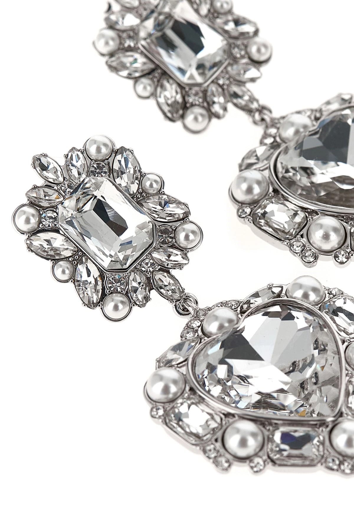 Self-Portrait Self-Portrait Crystal Pearl Tiered Heart Earrings