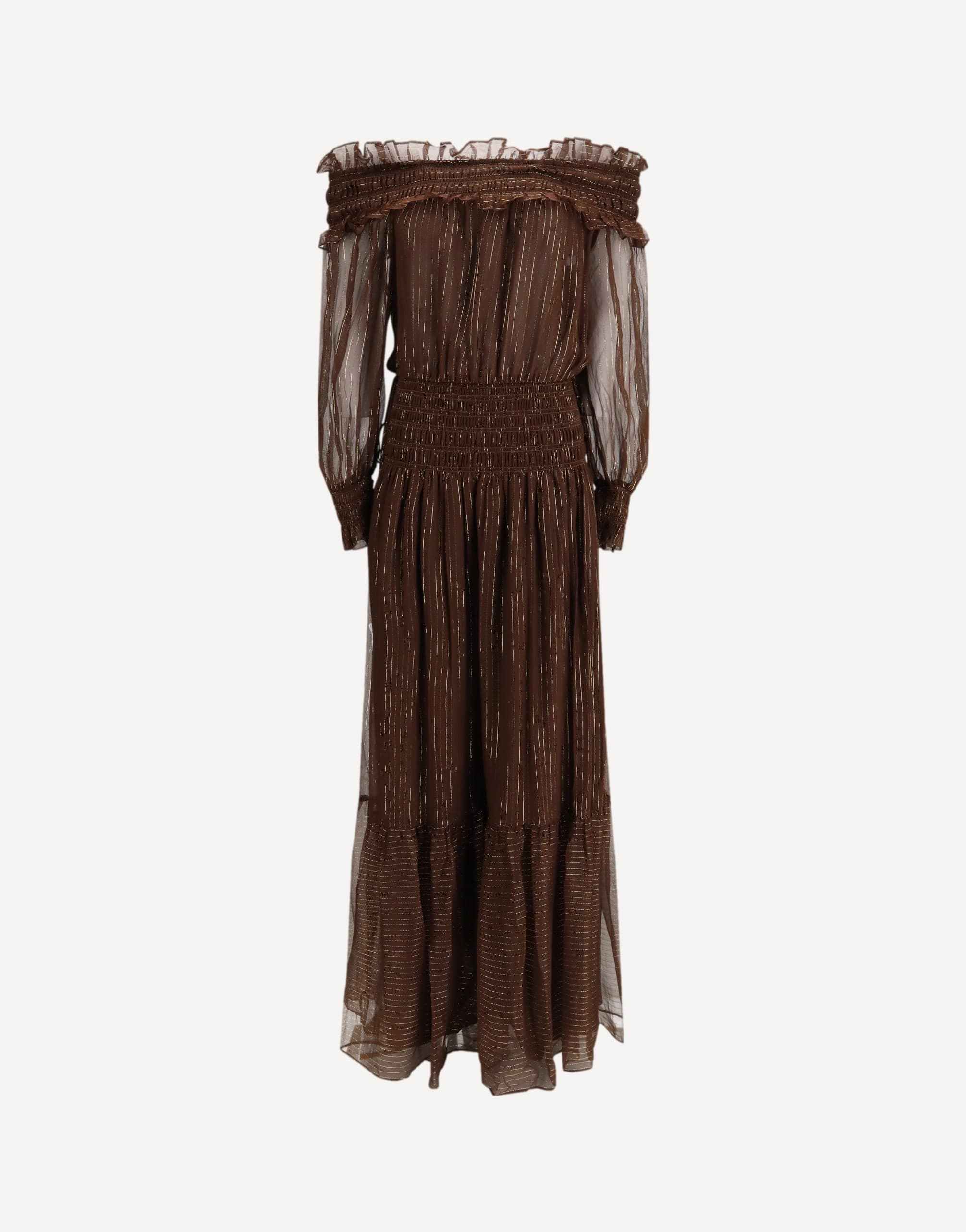 Self-Portrait Georgette Off Shoulder Maxi Dress