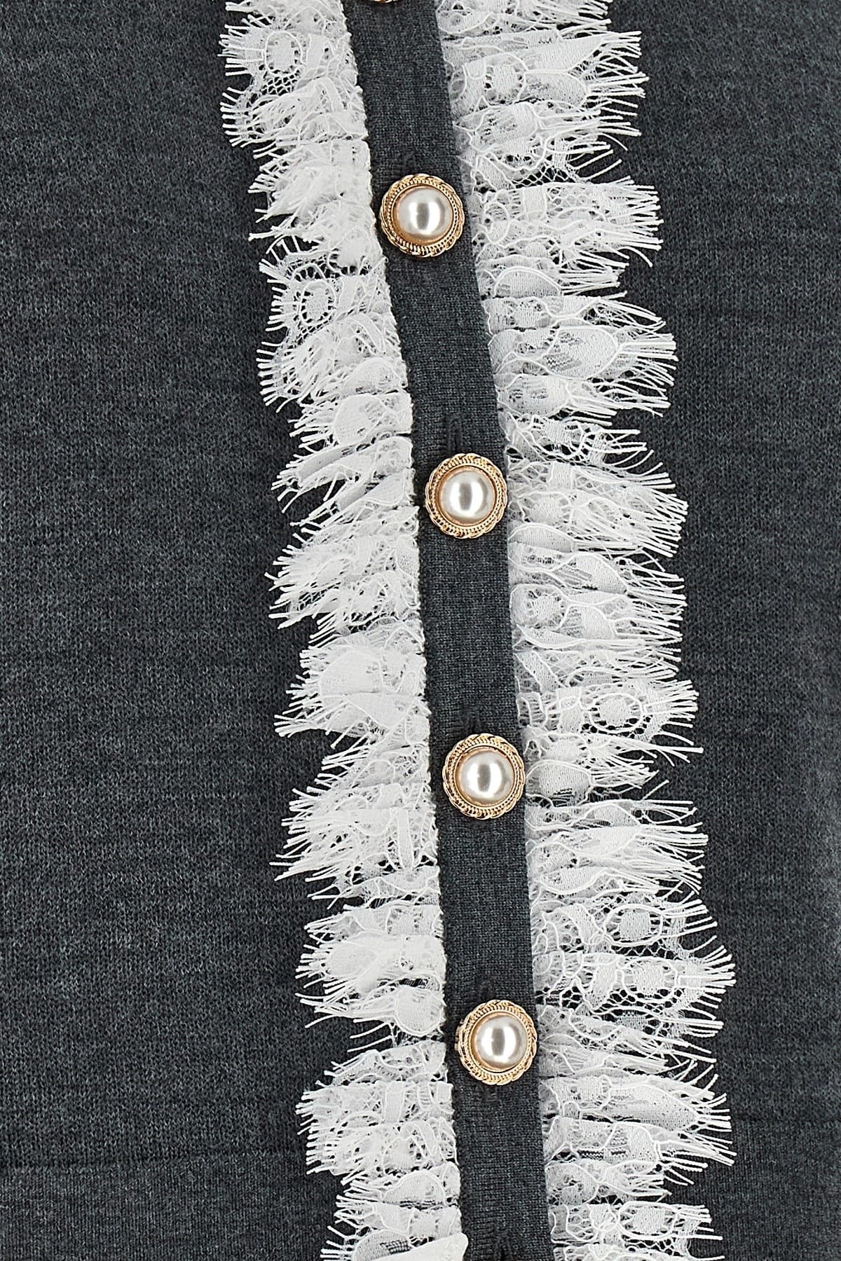 Self-Portrait Self-Portrait Grey Lace Collar Knit Cardigan