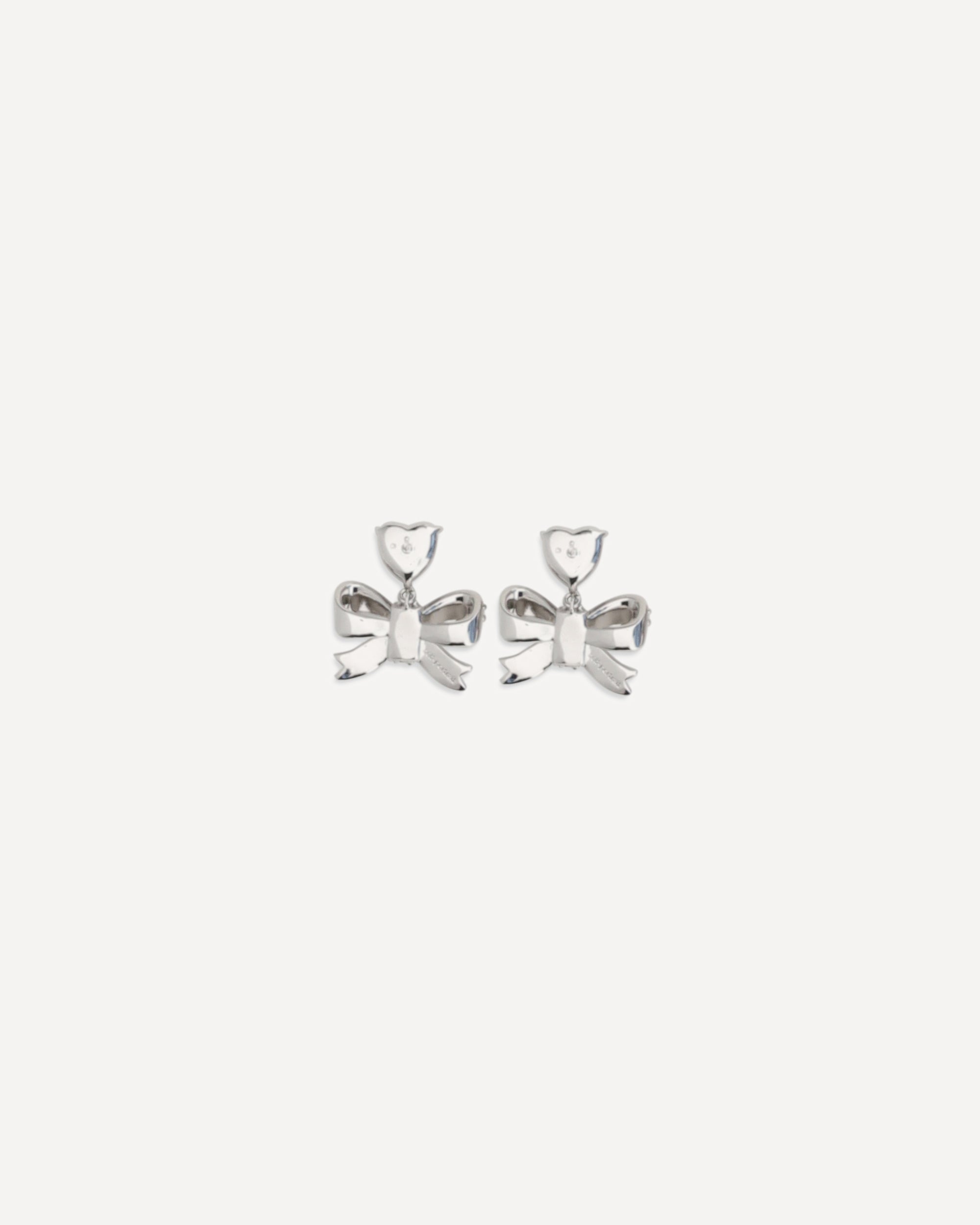 Self-Portrait Heart-Shaped Crystal Bow Drop Earrings - alternate view