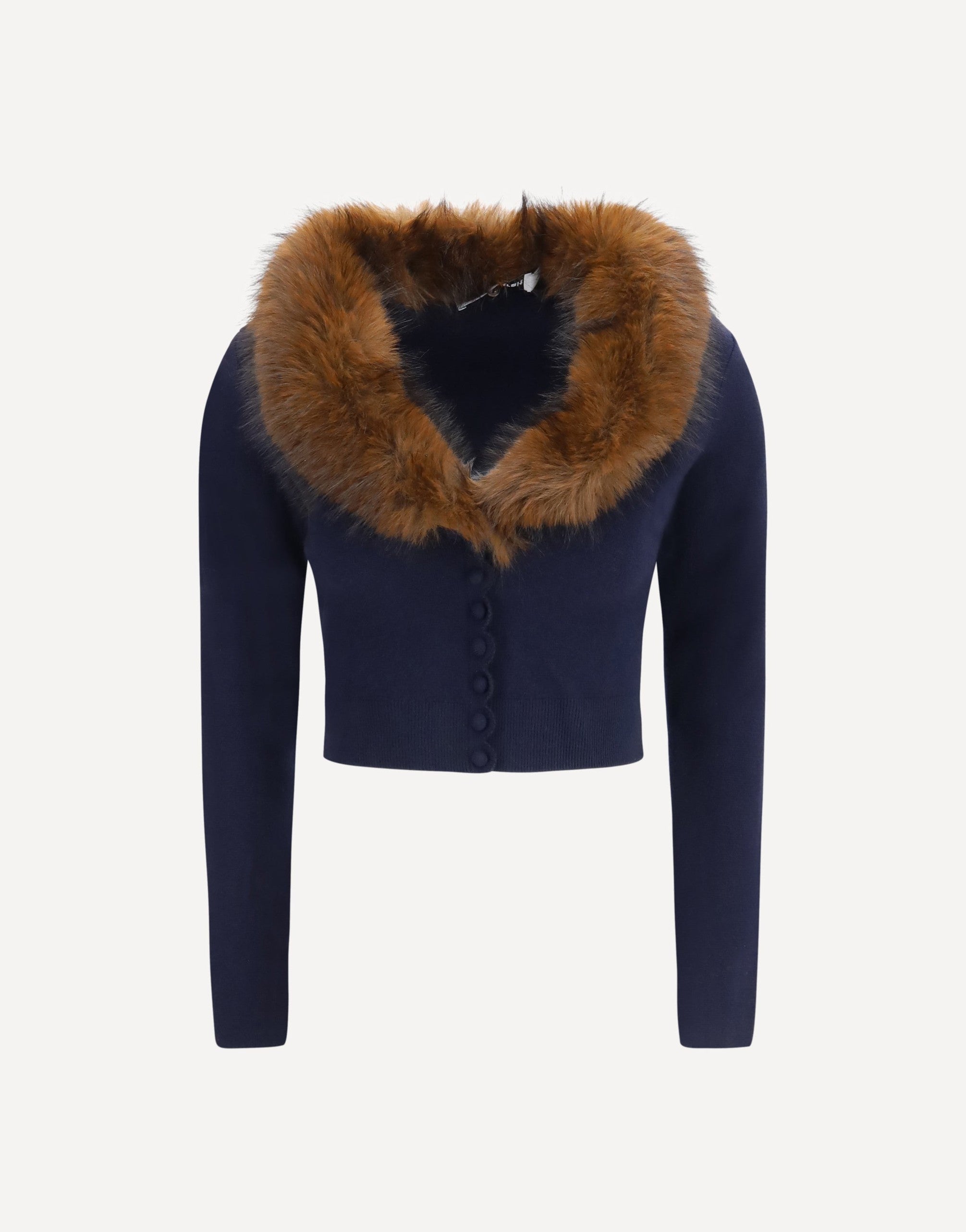 Self-Portrait Knit Faux Fur Cardigan