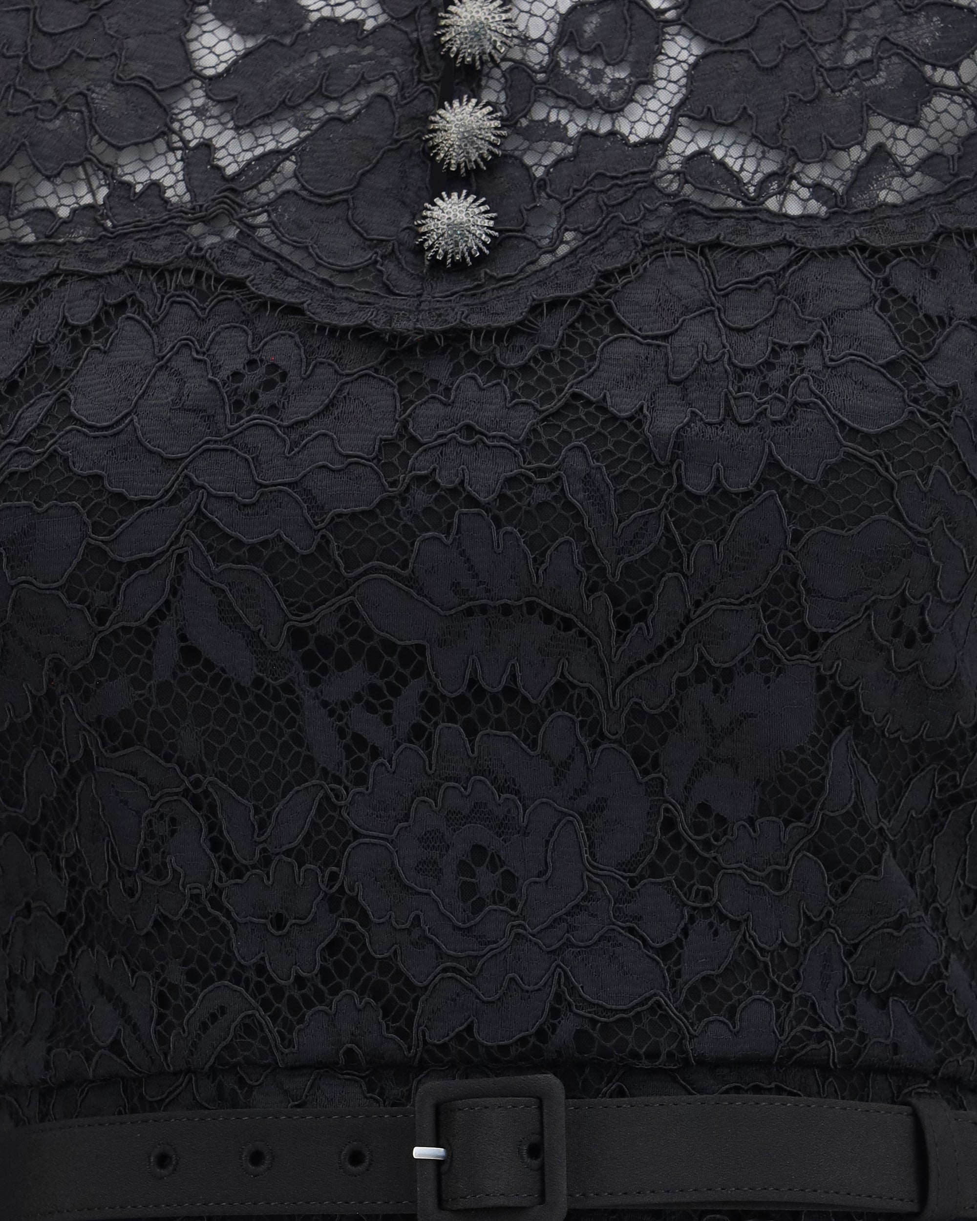 Self-Portrait Spitzen-Midikleid mit Kontrastkragen