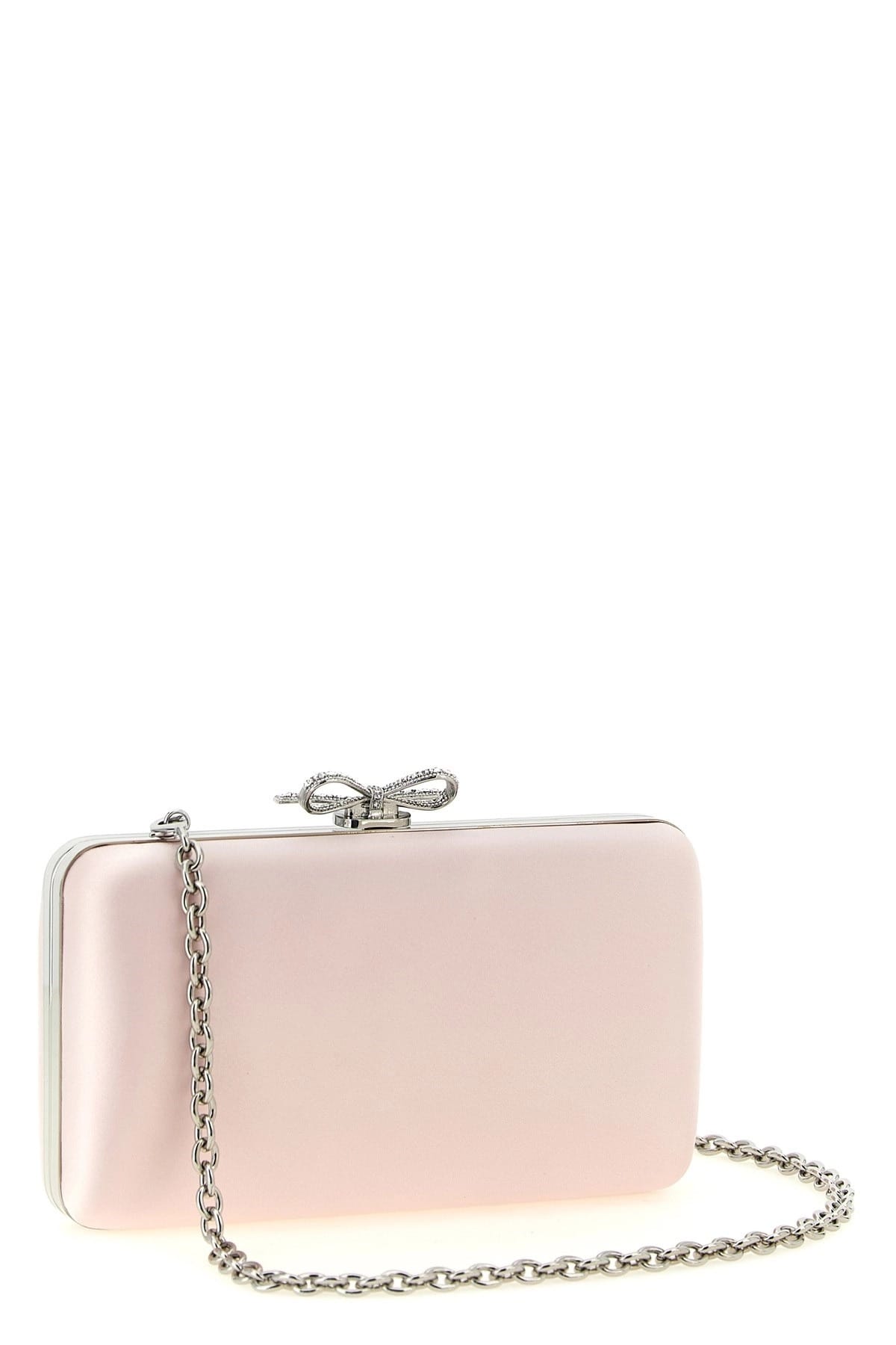 Self-Portrait Self-Portrait Pink Satin Jewel Bow Clutch