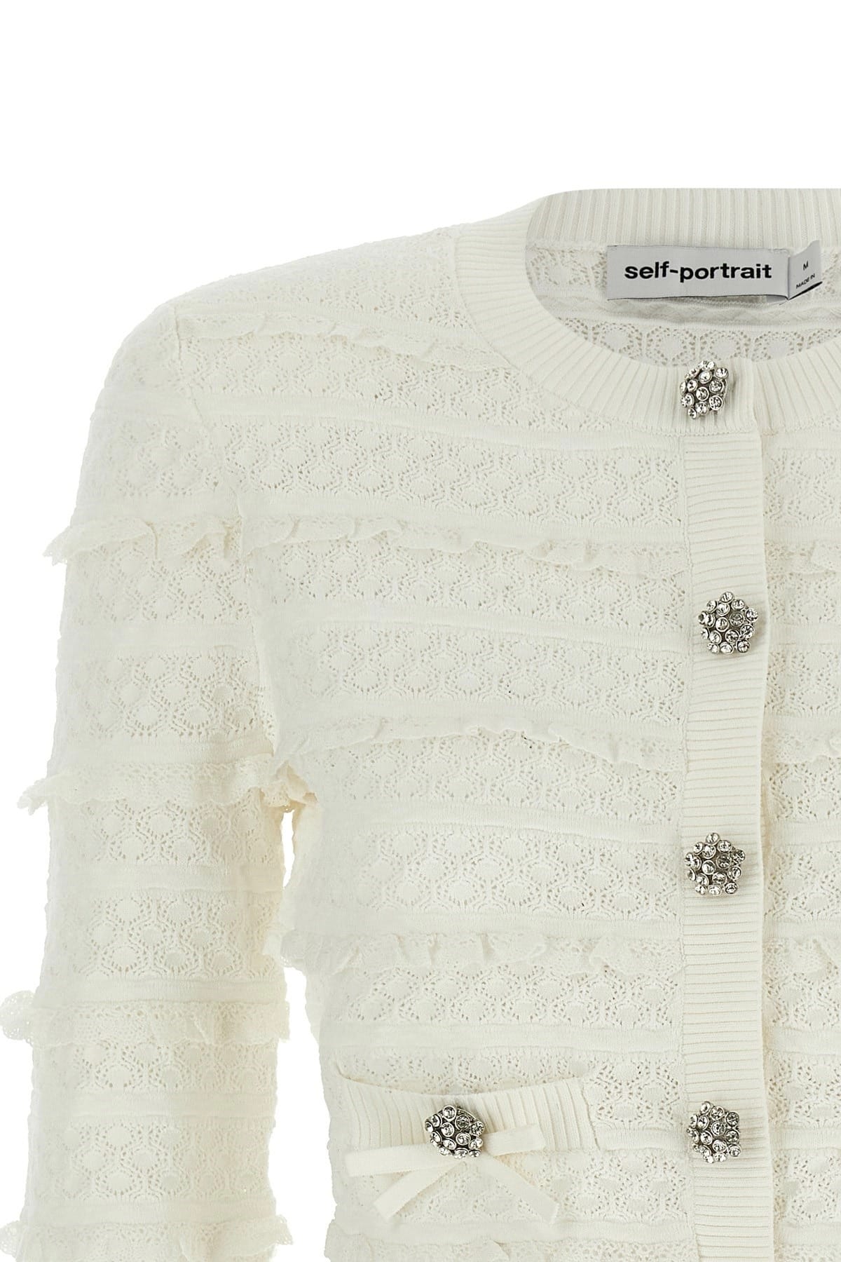 Self-Portrait Self-Portrait Pointelle Diamante Cardigan