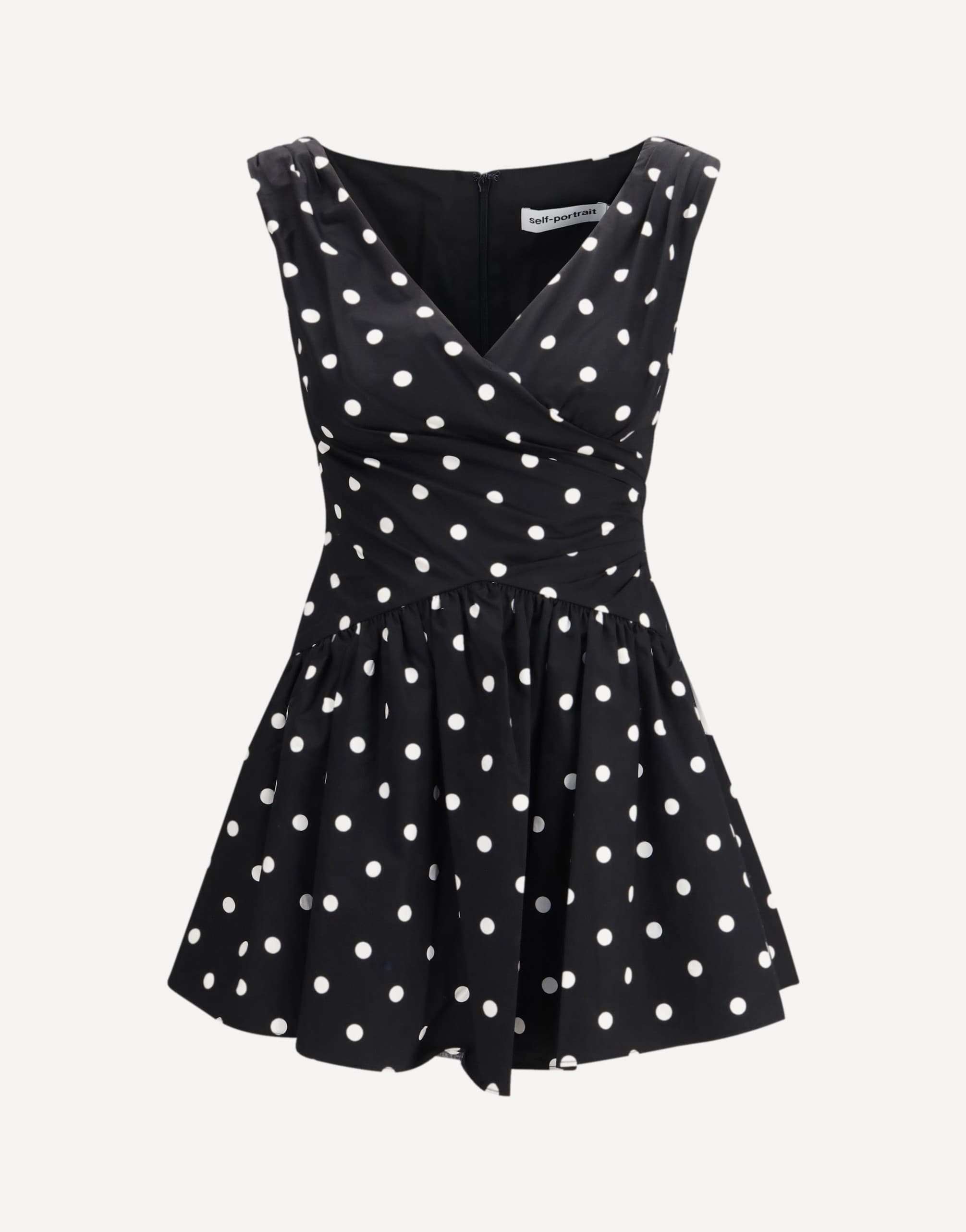 Self-Portrait Polka Dot Cotton Off-Shoulder Mini Dress