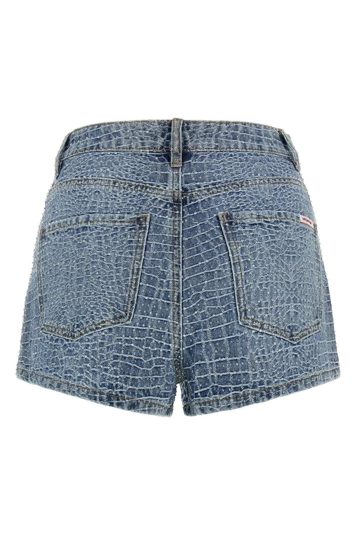 Self-Portrait Rhinestone Croc-Effect Shorts