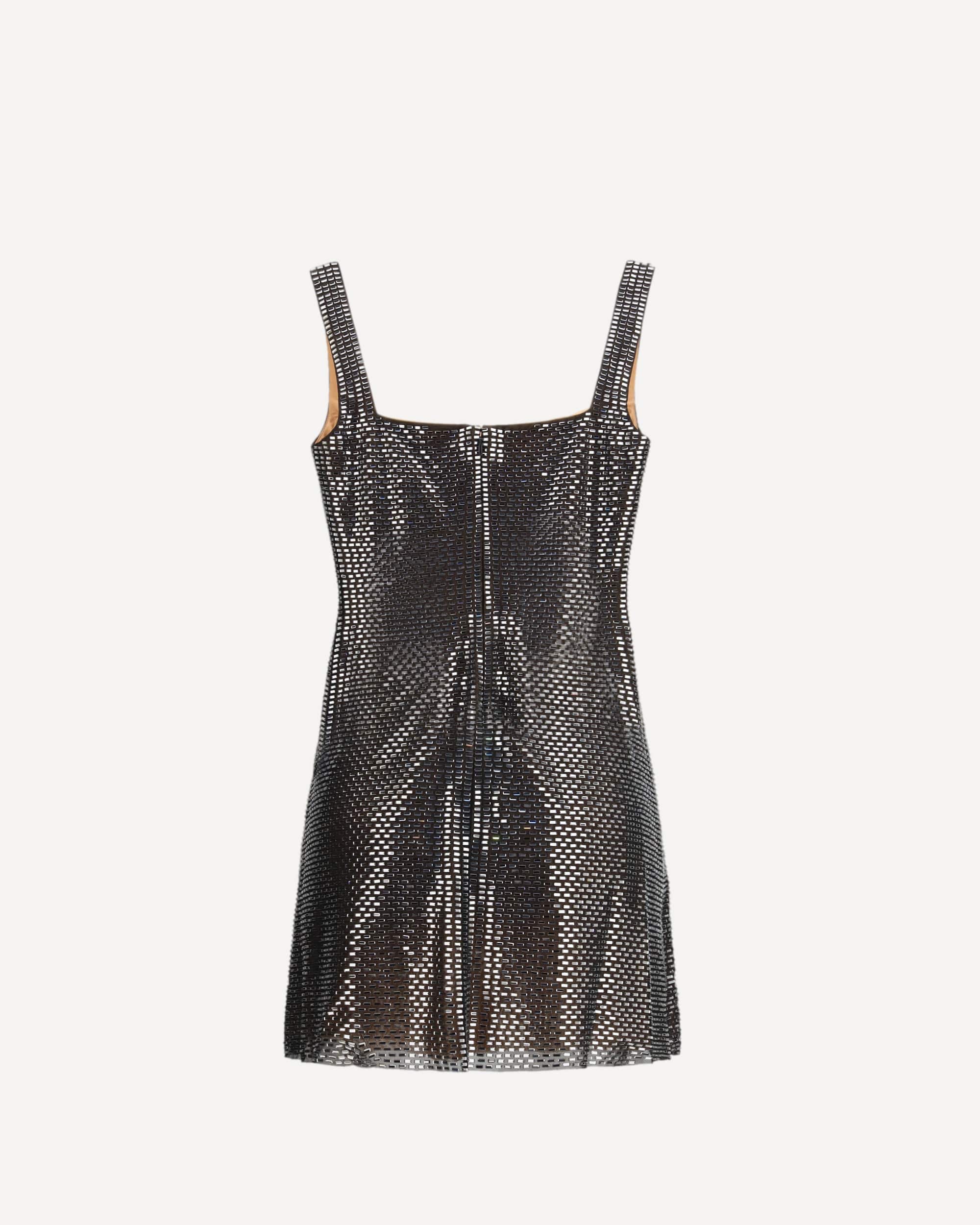 Self-Portrait Rhinestone Mesh Mini Dress