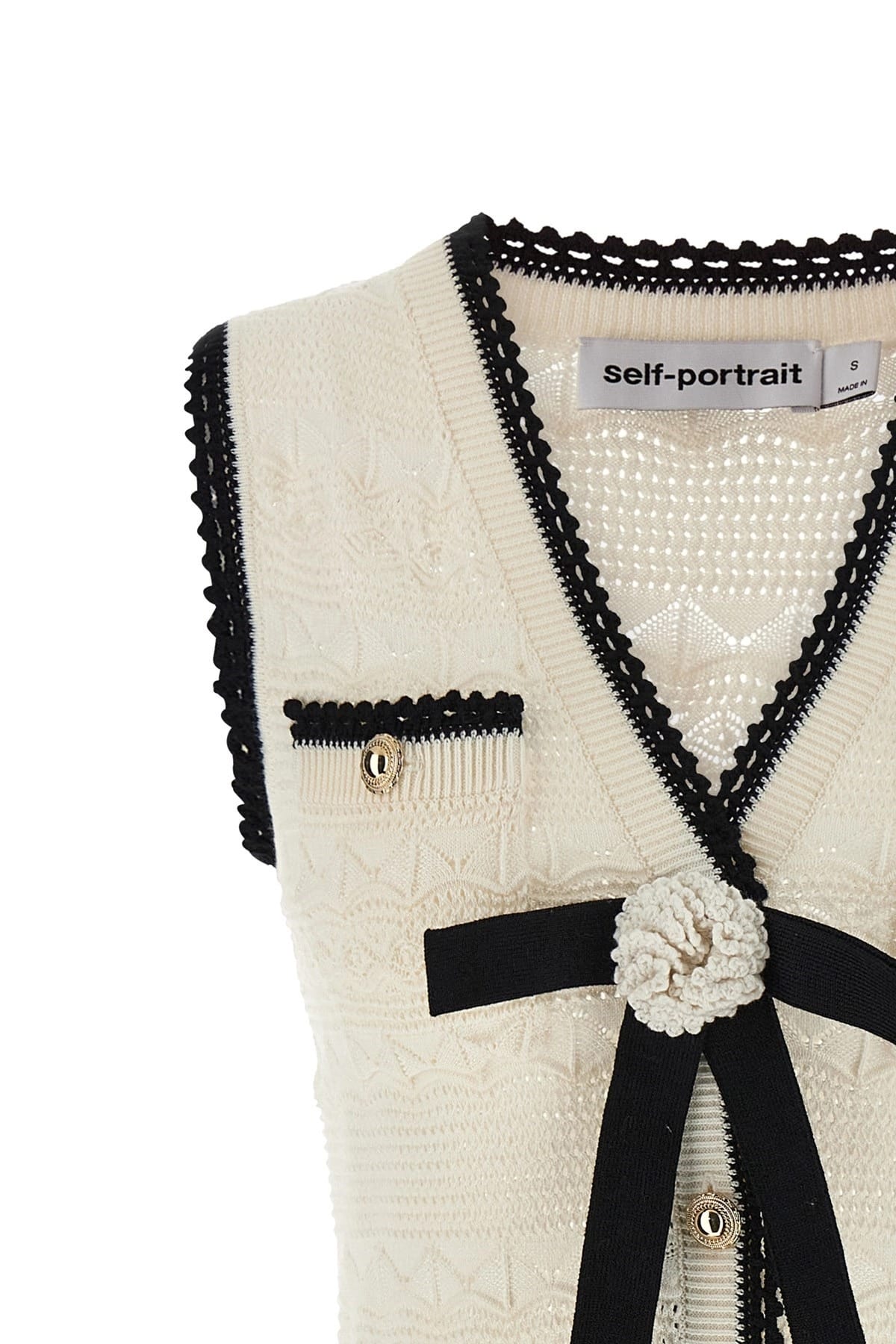 Self-Portrait Self-Portrait White Pointelle Knit Mini Dress
