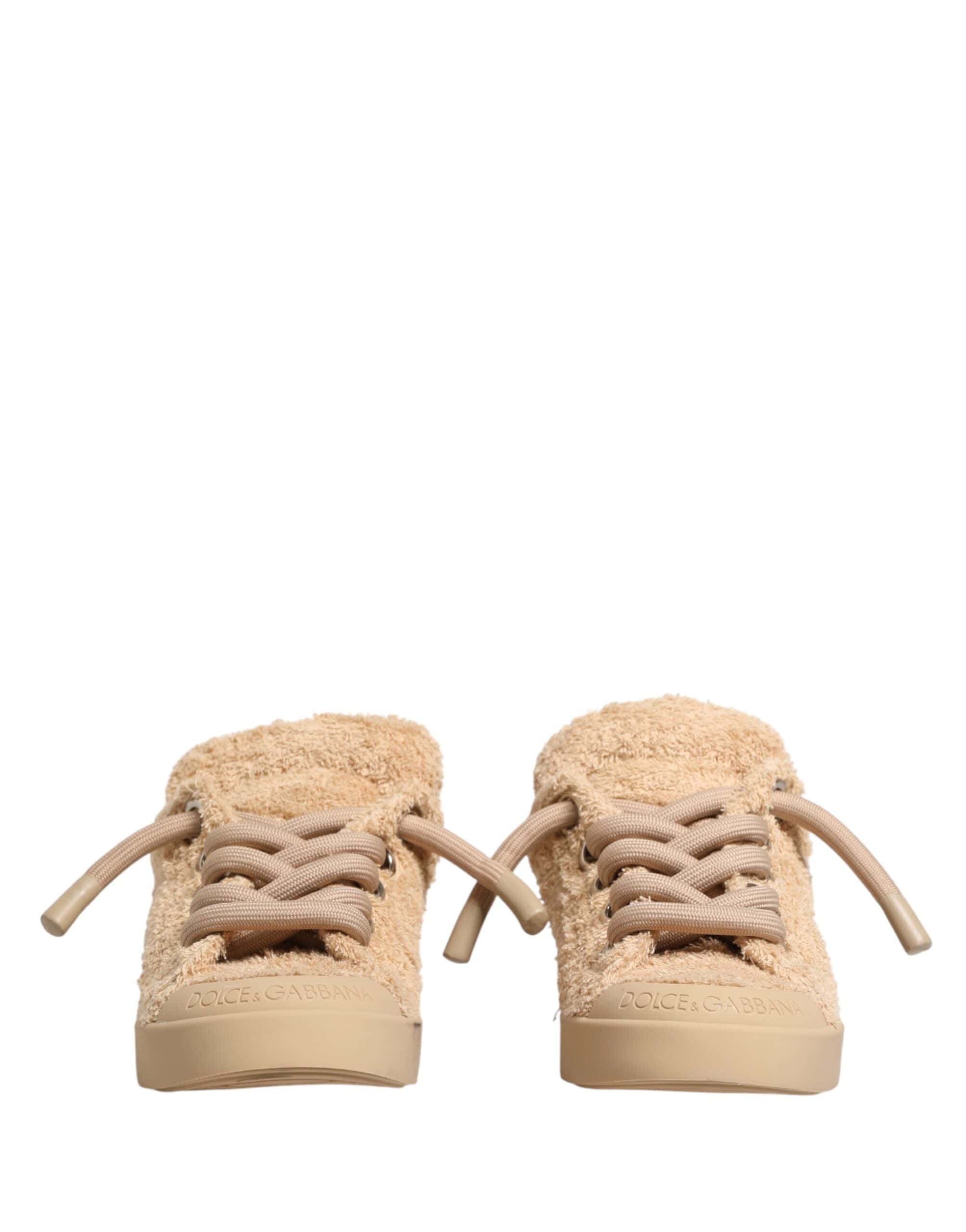 Dolce & Gabbana Baskets basses beige en fausse peau de mouton