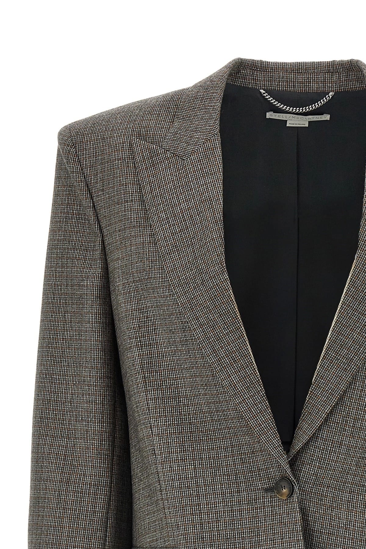 Stella McCartney Stella McCartney Single-Breasted Micro Houndstooth Blazer
