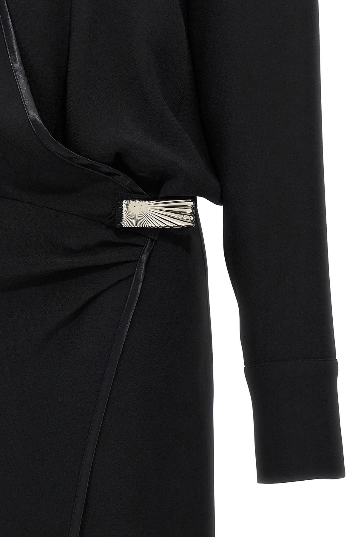 The Attico The Attico Black Wrap Midi Dress