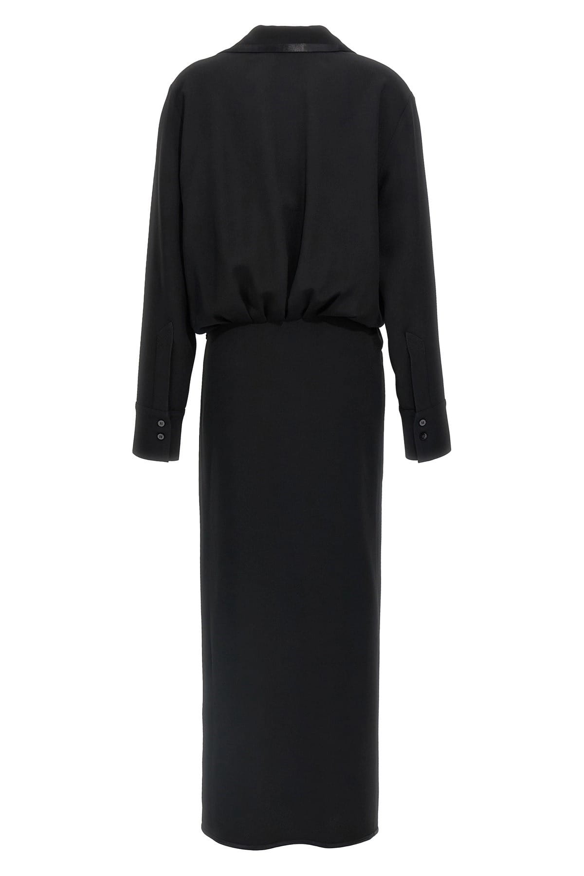 The Attico The Attico Black Wrap Midi Dress