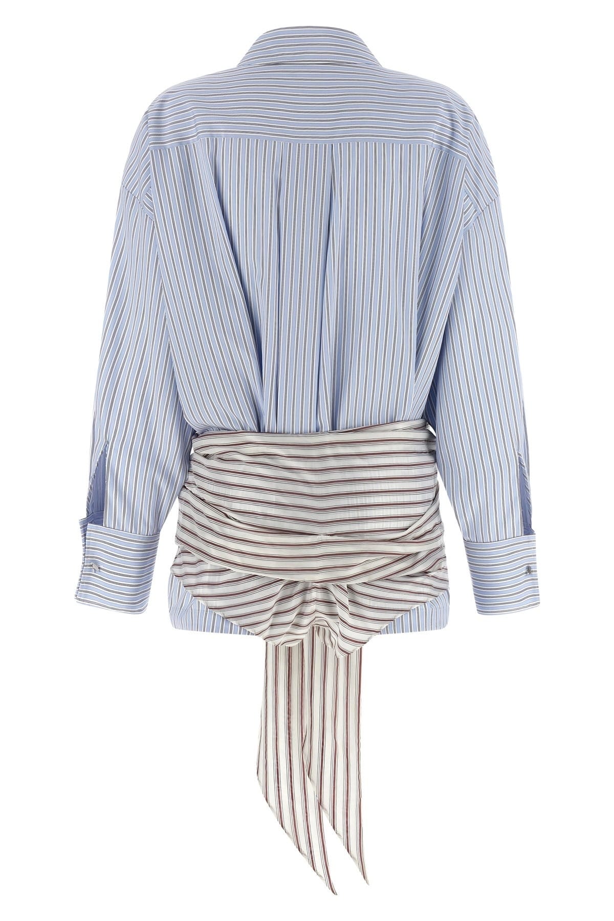 The Attico The Attico Blue Shirt-Style Bodysuit