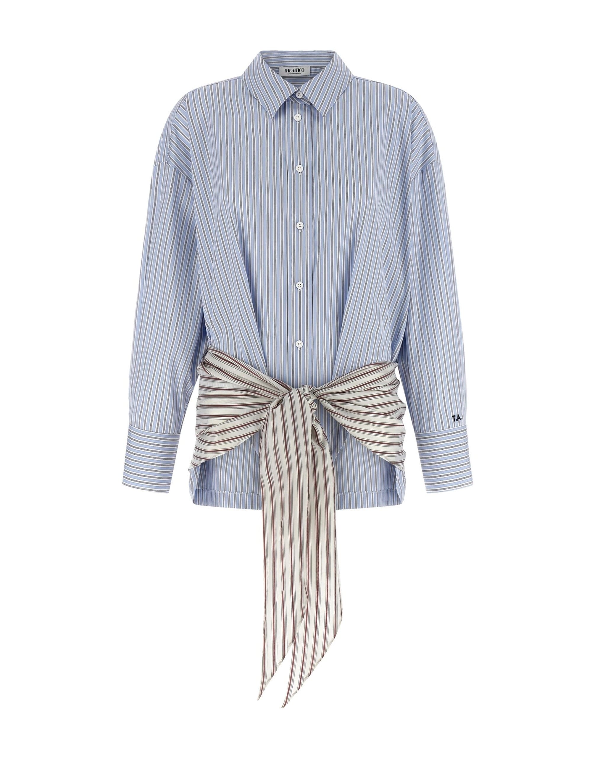 The Attico The Attico Blue Shirt-Style Bodysuit