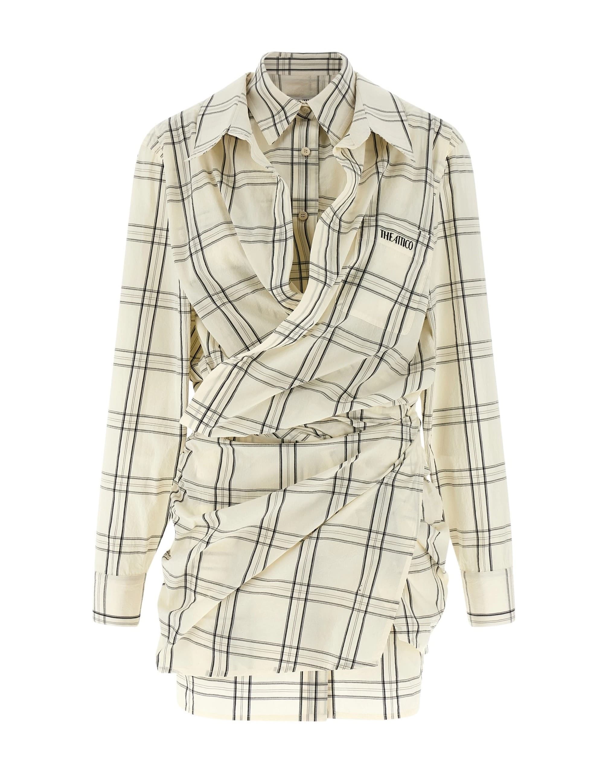 The Attico The Attico Check-Print Chemisier Mini Dress