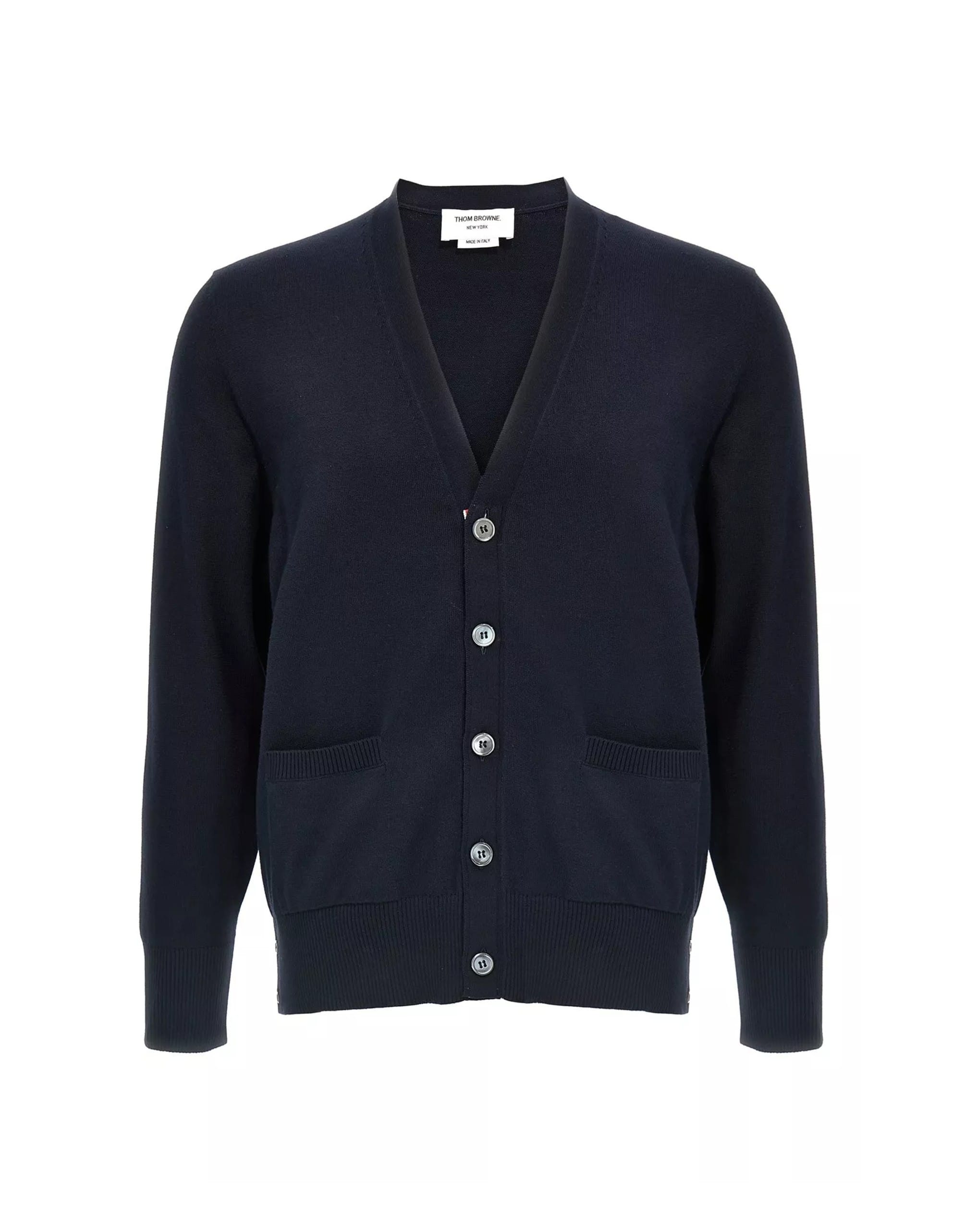THOM BROWNE ネイビー ボタン付きカーディガンサイズ2 thom browne カーディガン THOM BROWNE ネイビー カーディガントム