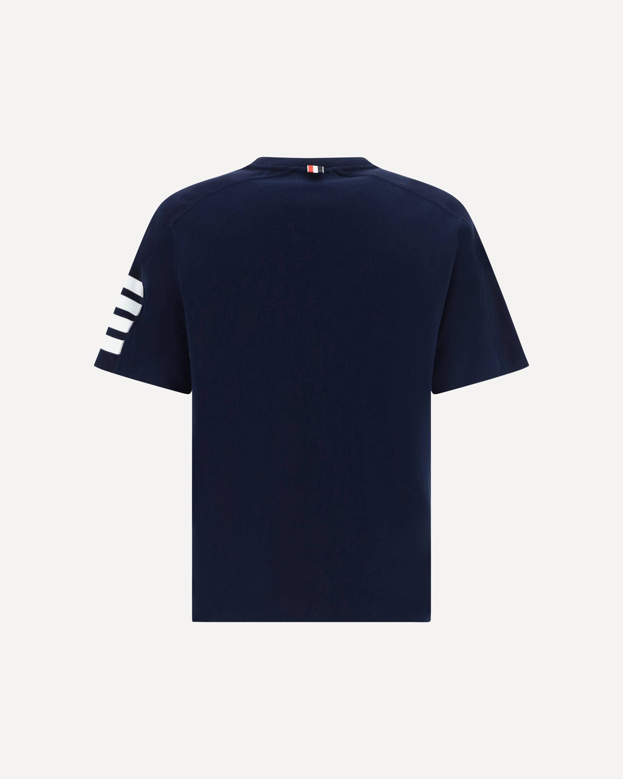 THOM BROWNE テニスTシャツ ネイビー サイズ0 Thom Browne Cotton T-Shirt With Horizontal Bands | Sendegaro
