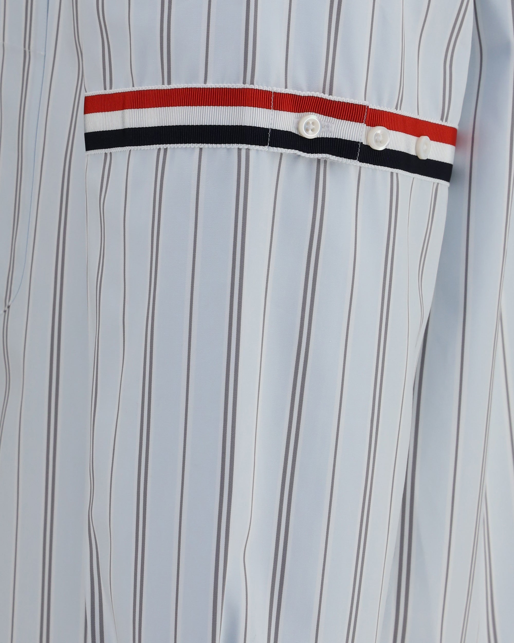 Thom Browne Fein gestreiftes Popeline-Hemd mit Ripsband