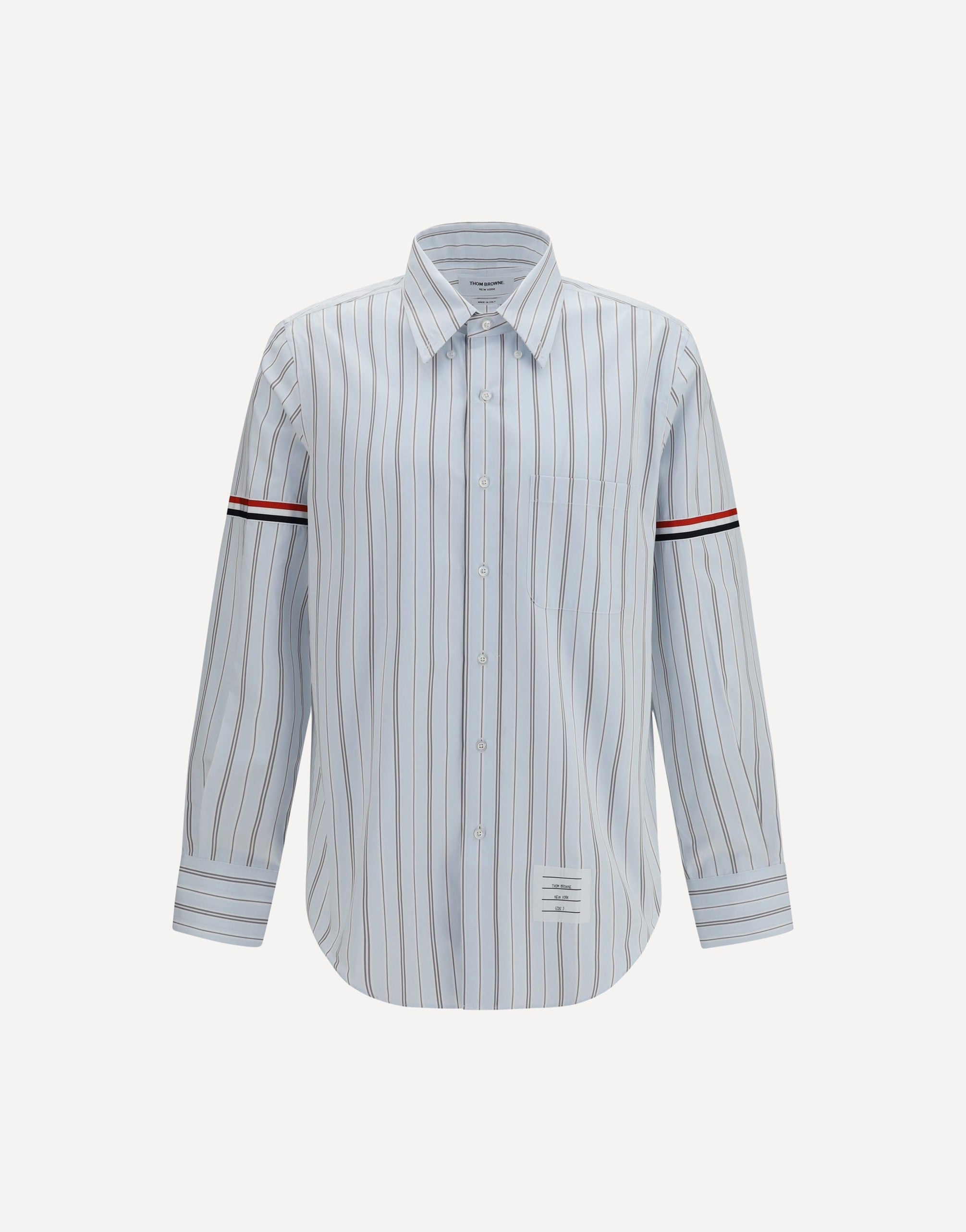 Thom Browne Fein gestreiftes Popeline-Hemd mit Ripsband
