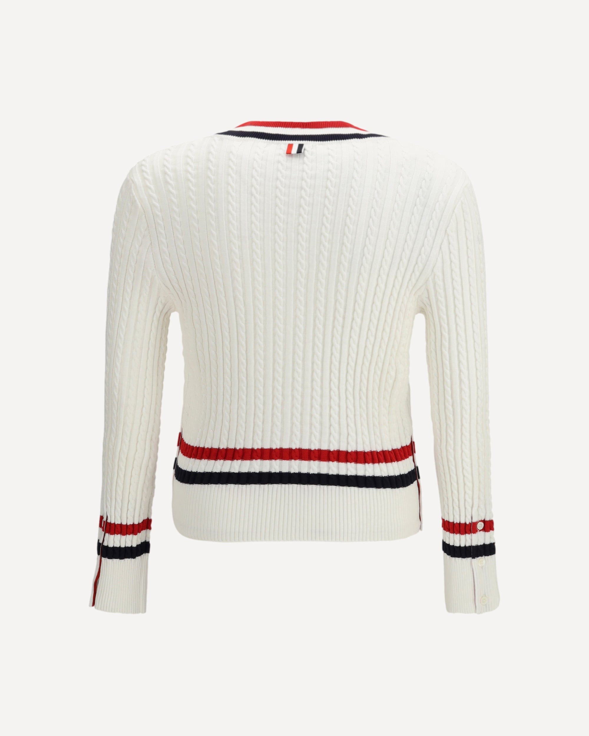 Thom Browne Intarsia Cable-Knit V-Neck Sweater - alternate view