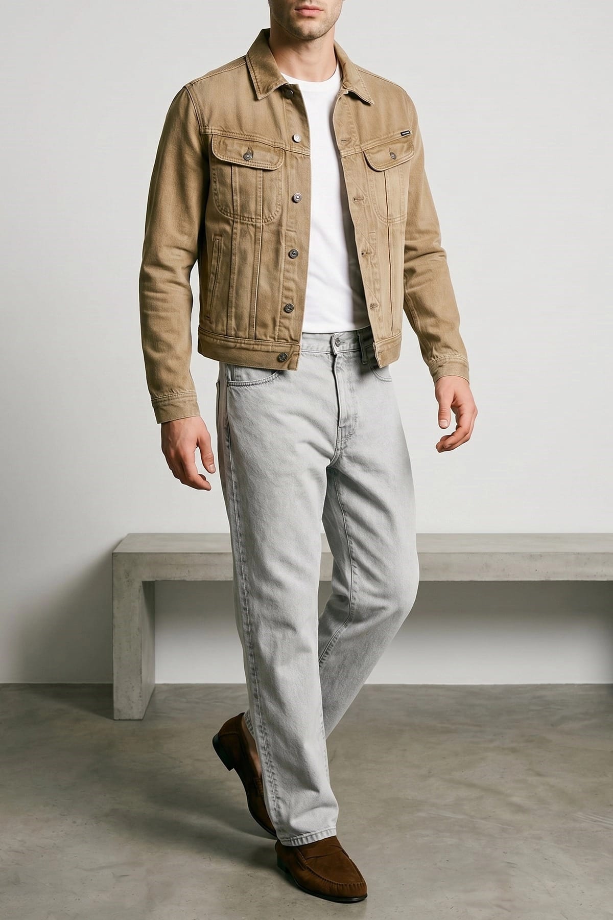 Tom Ford Beige Garment-Dyed Denim Jacket - alternate view