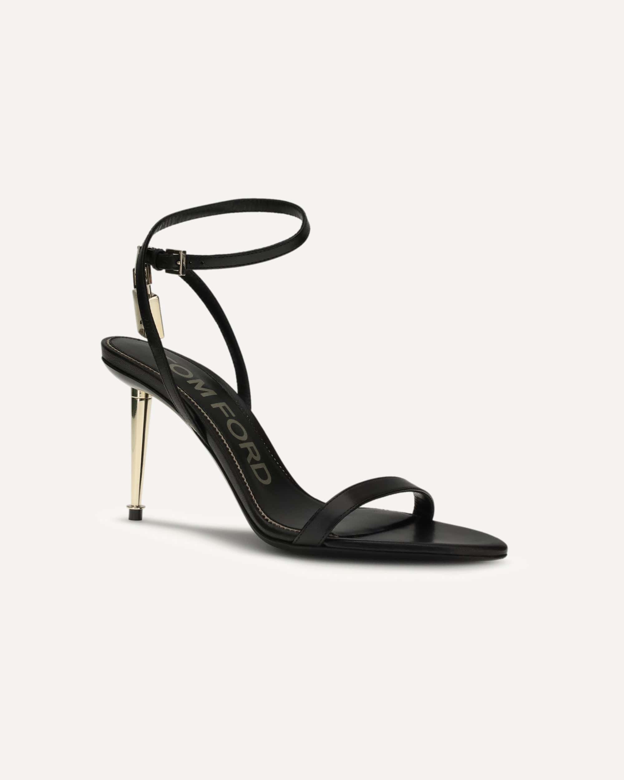 Tom Ford Shiny Leather Padlock Pointy Sandal