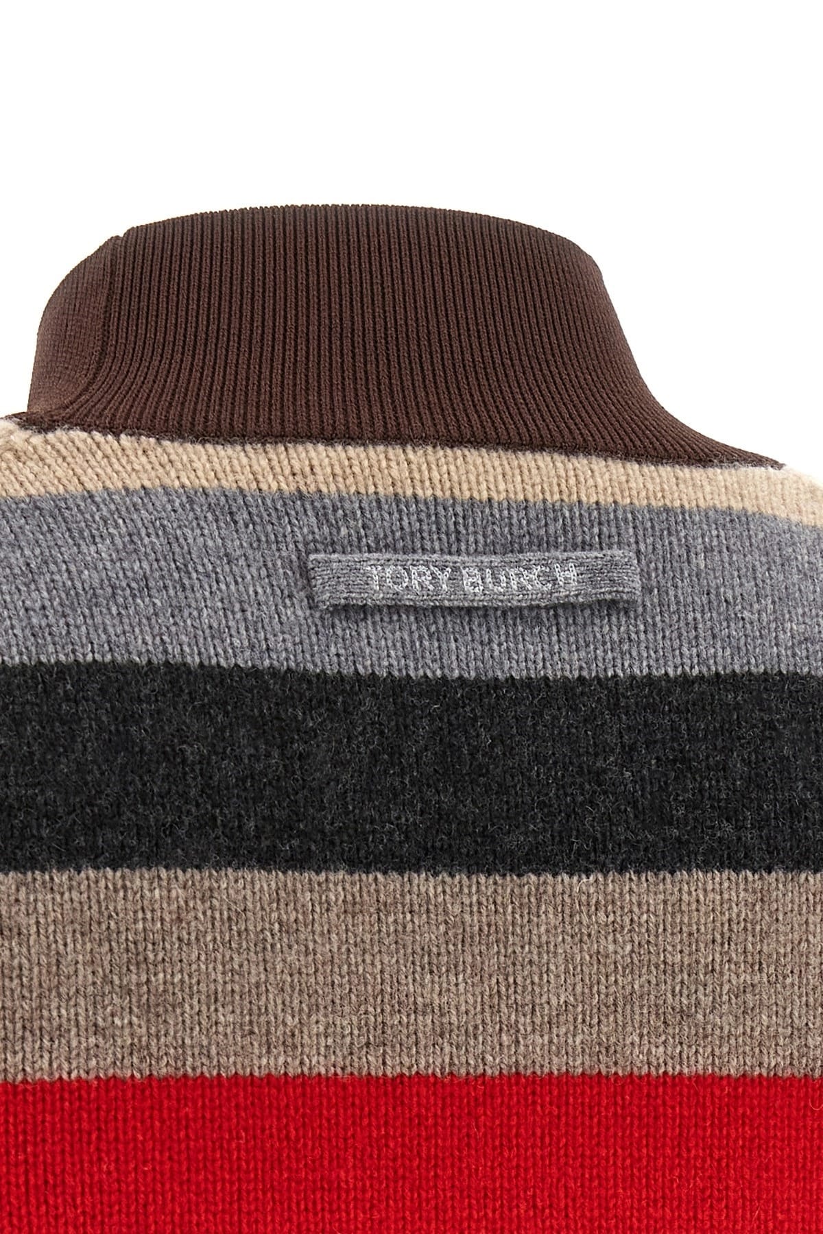 Tory Burch Tory Burch Striped Wool High-Neck Sweater