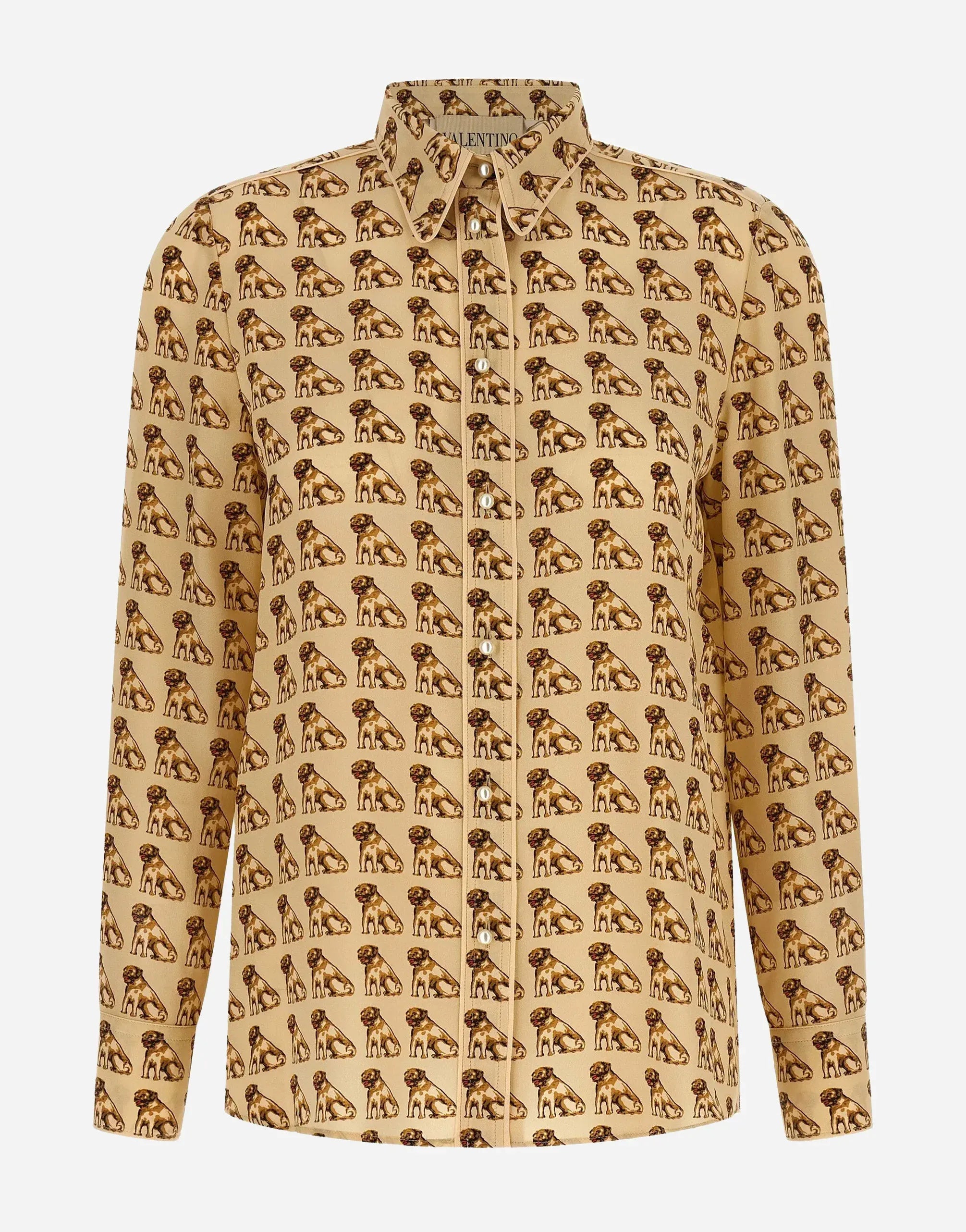 Valentino Crepe De Chine Petit Charles-Print Shirt