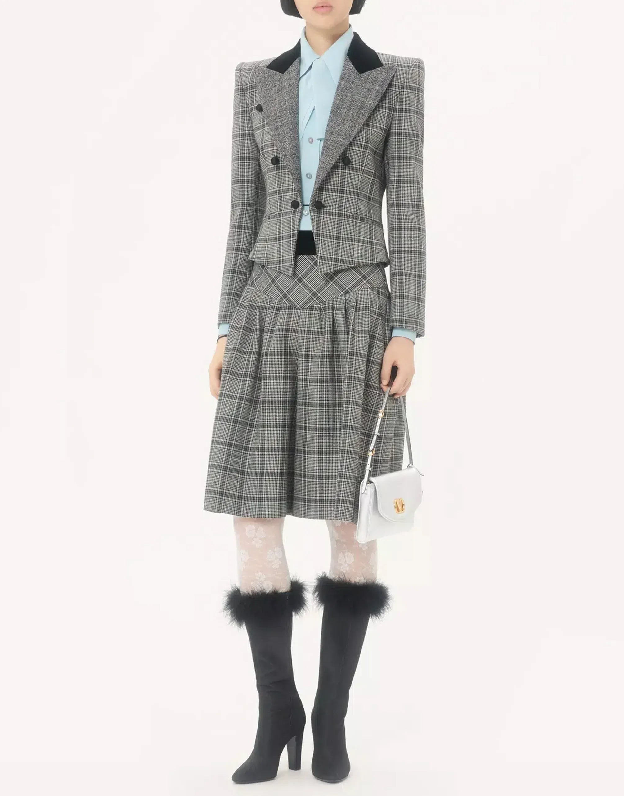 Valentino Double-Breasted Check Pattern Jacket