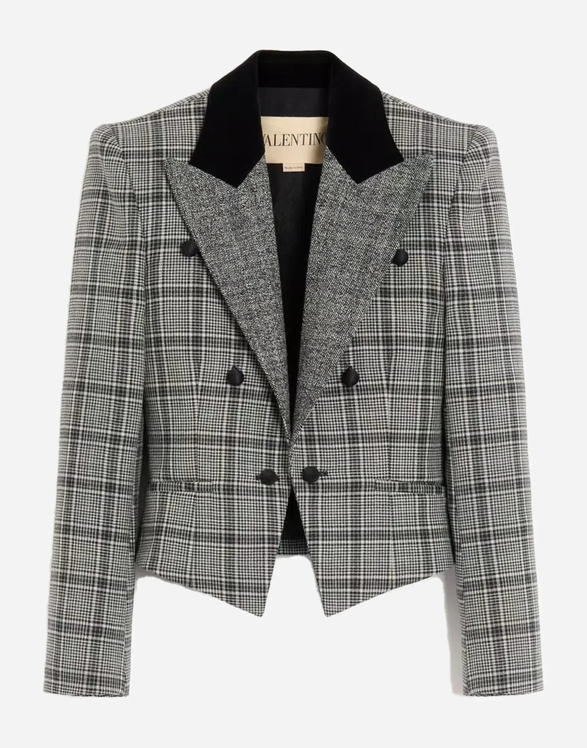 Valentino Double-Breasted Check Pattern Jacket